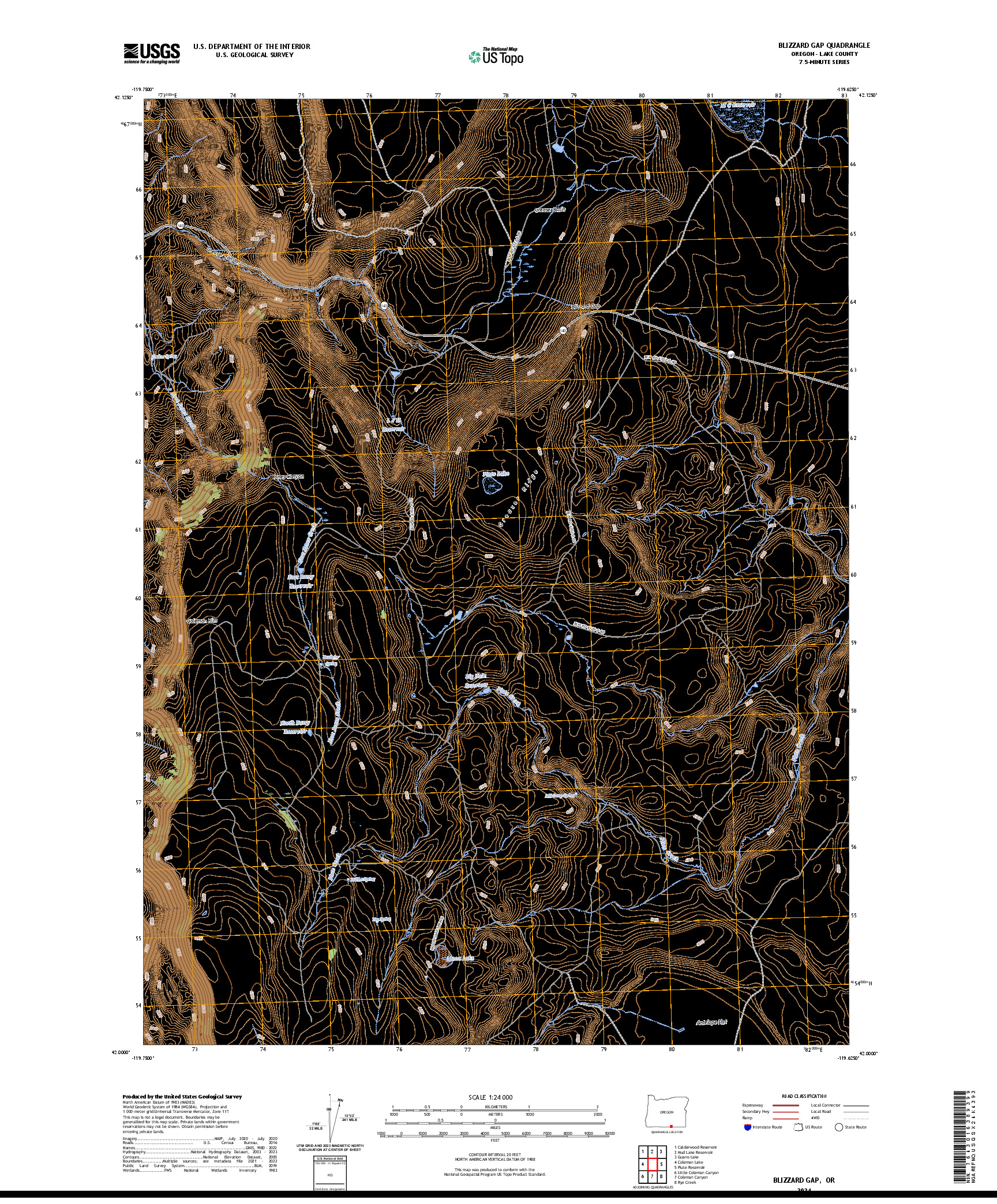 US TOPO 7.5-MINUTE MAP FOR BLIZZARD GAP, OR