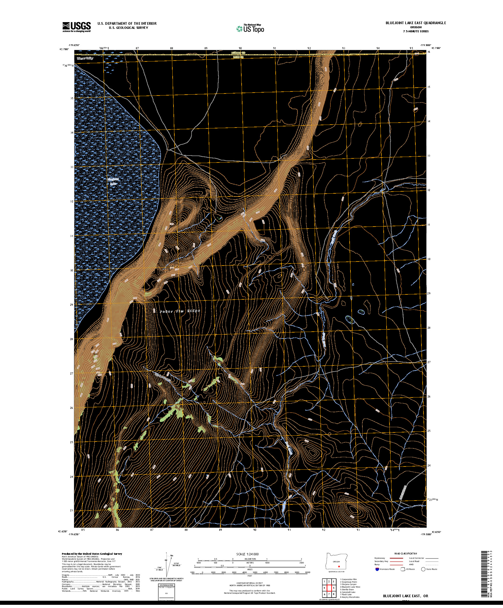 US TOPO 7.5-MINUTE MAP FOR BLUEJOINT LAKE EAST, OR