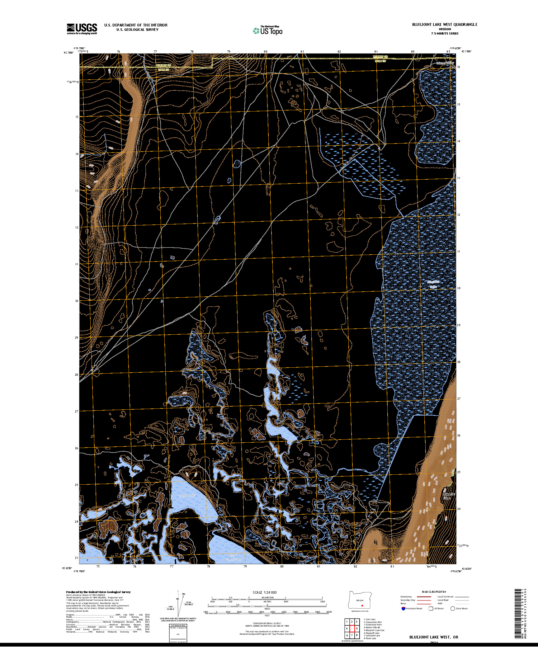 US TOPO 7.5-MINUTE MAP FOR BLUEJOINT LAKE WEST, OR