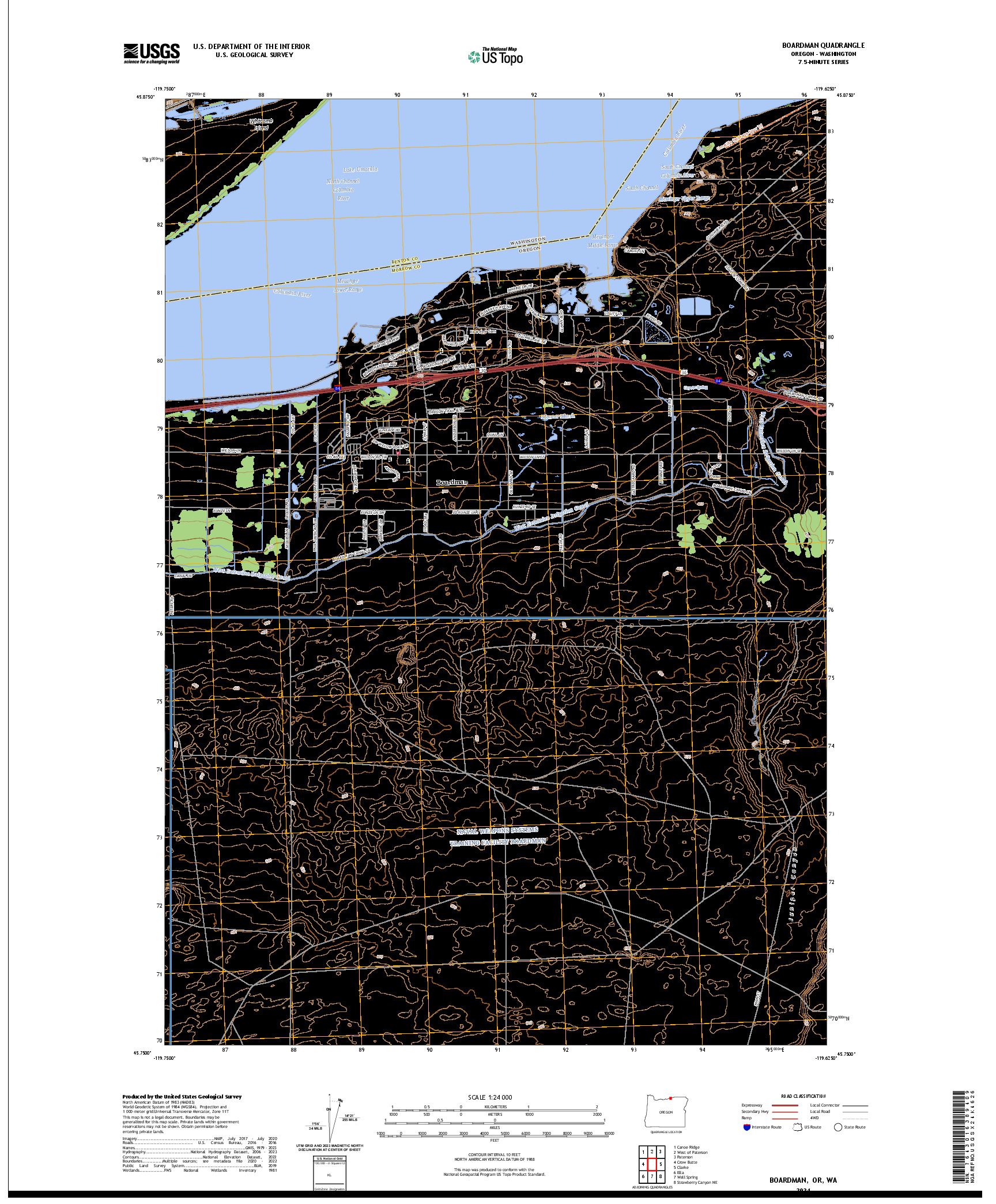 US TOPO 7.5-MINUTE MAP FOR BOARDMAN, OR,WA