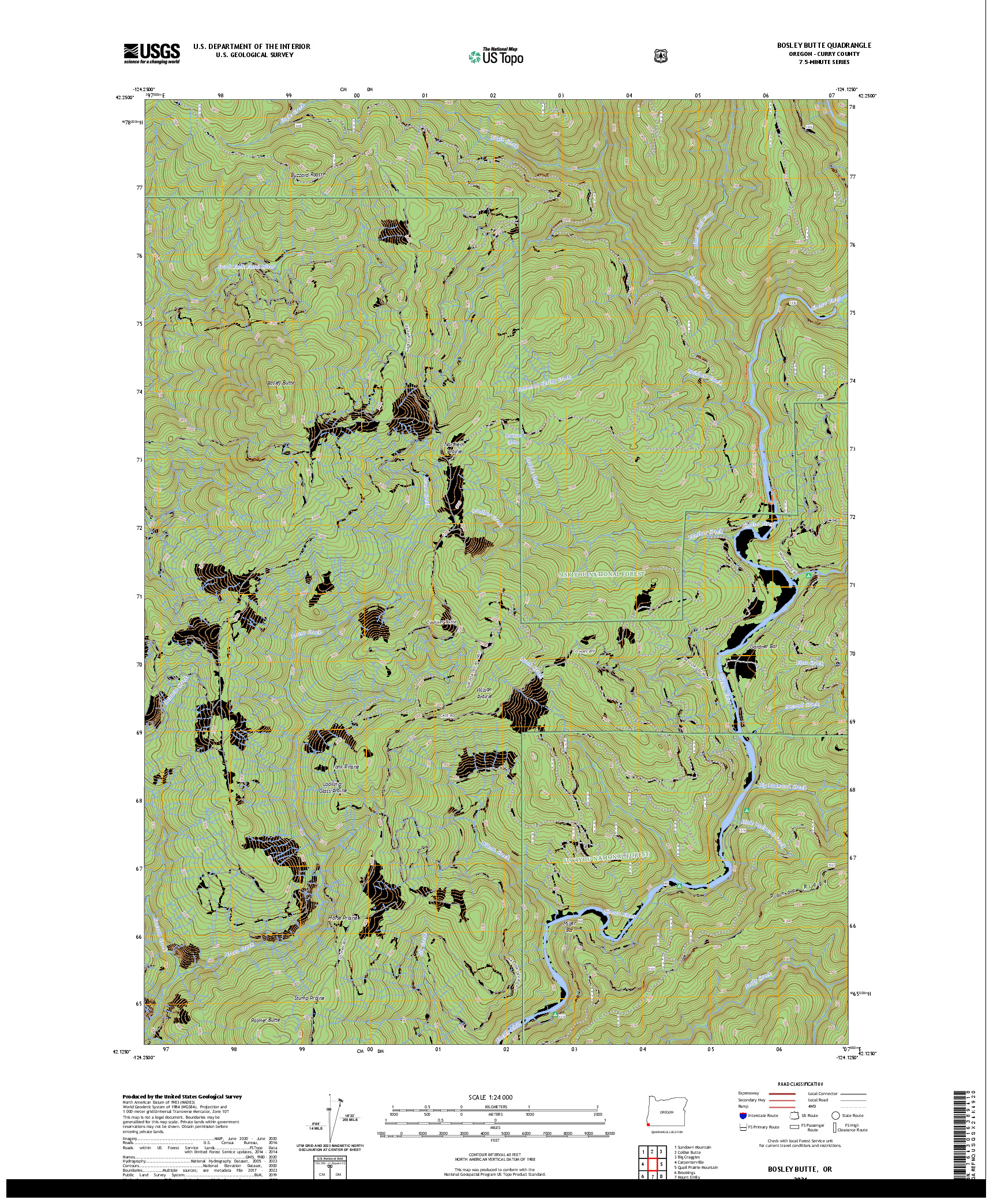 US TOPO 7.5-MINUTE MAP FOR BOSLEY BUTTE, OR