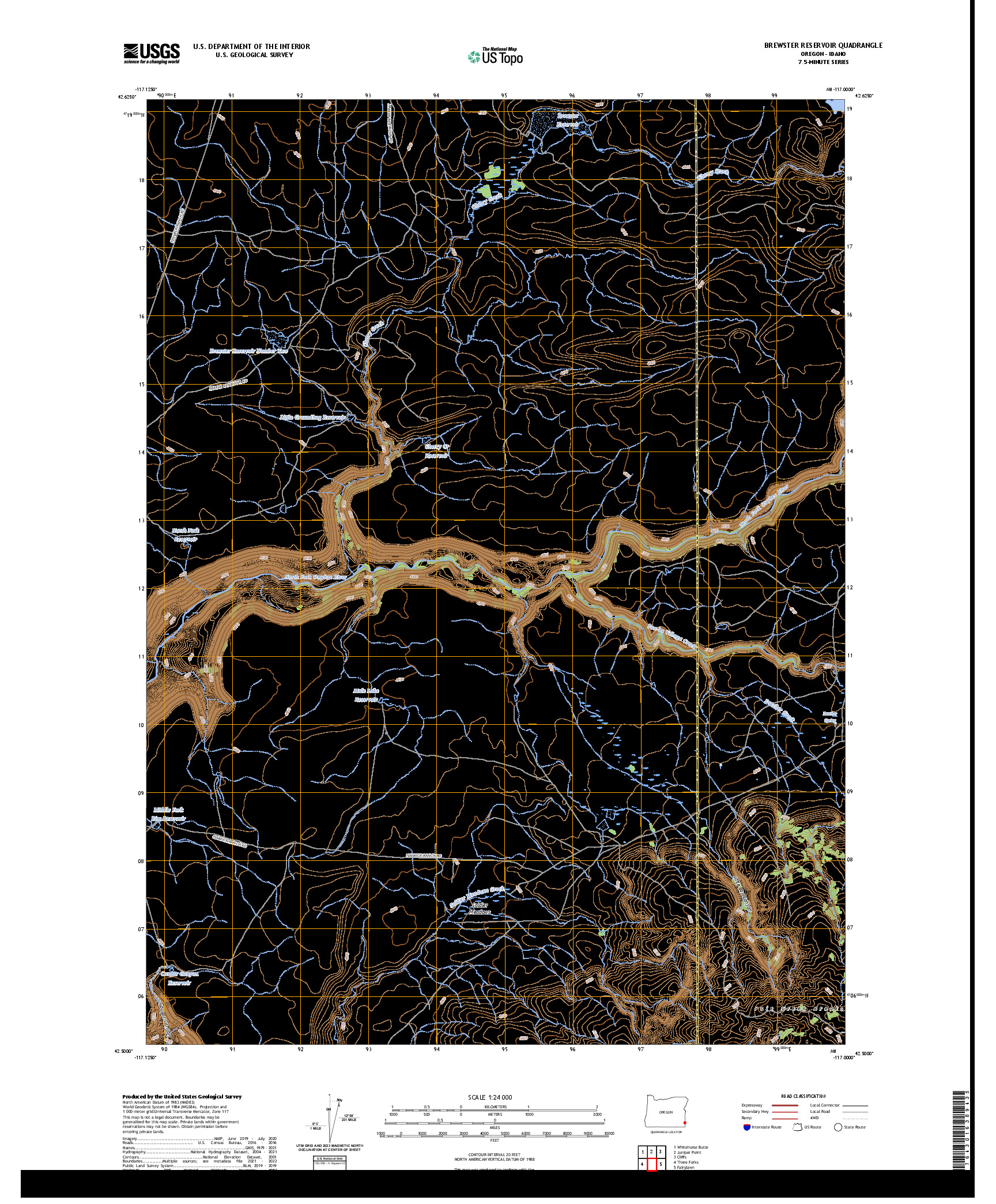 US TOPO 7.5-MINUTE MAP FOR BREWSTER RESERVOIR, OR,ID