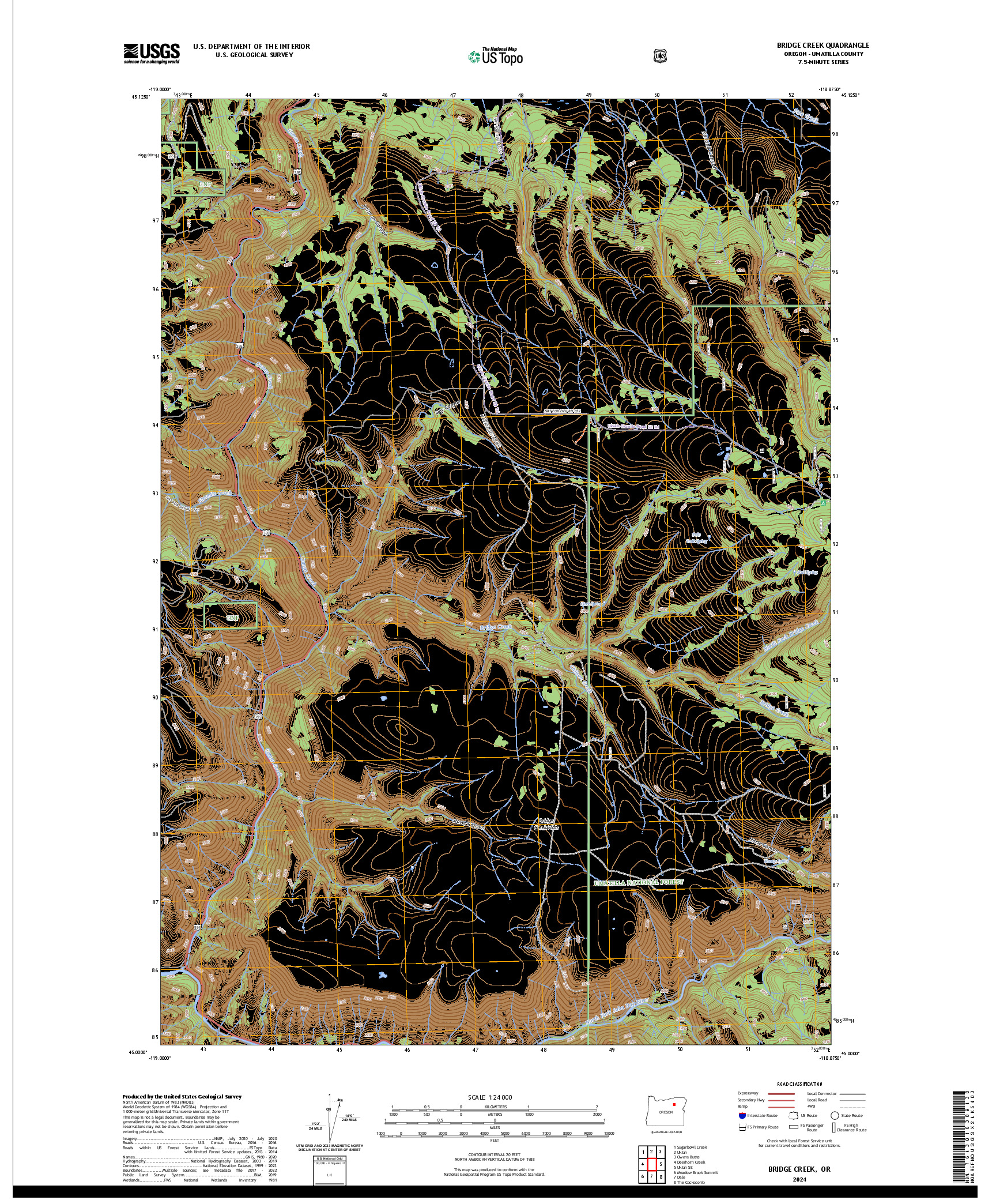 US TOPO 7.5-MINUTE MAP FOR BRIDGE CREEK, OR