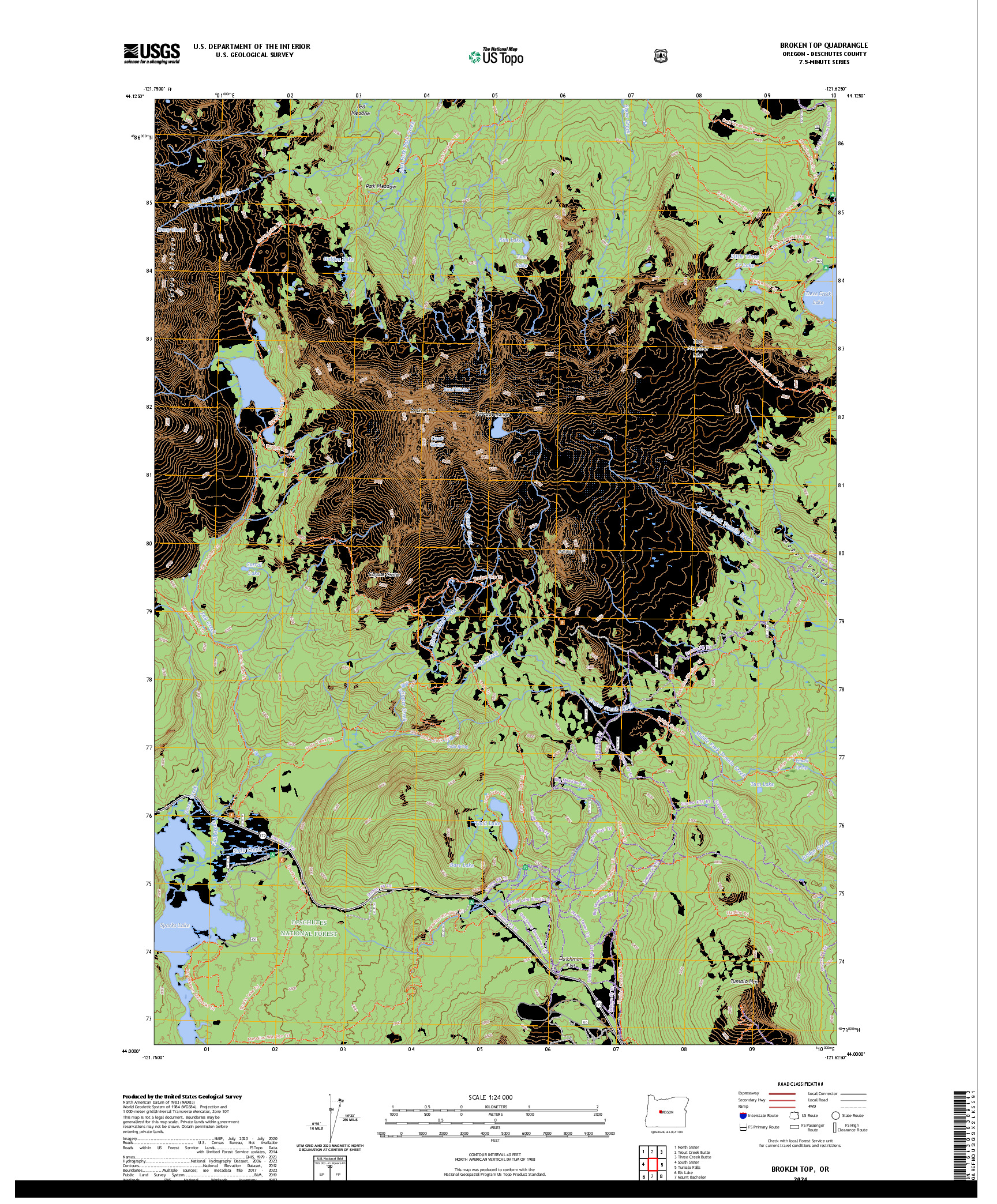 US TOPO 7.5-MINUTE MAP FOR BROKEN TOP, OR