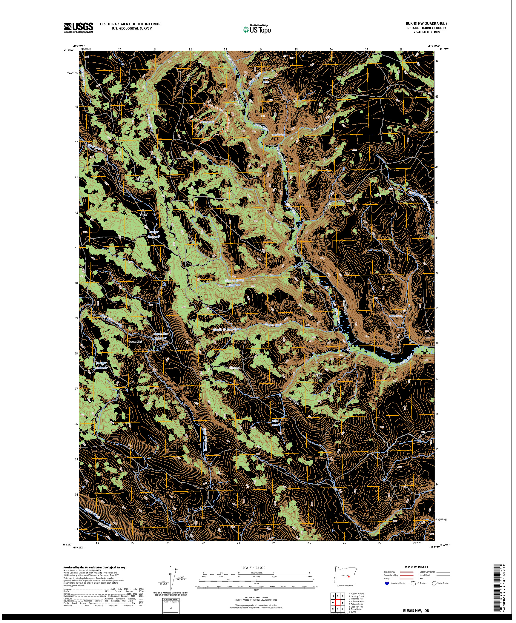 US TOPO 7.5-MINUTE MAP FOR BURNS NW, OR