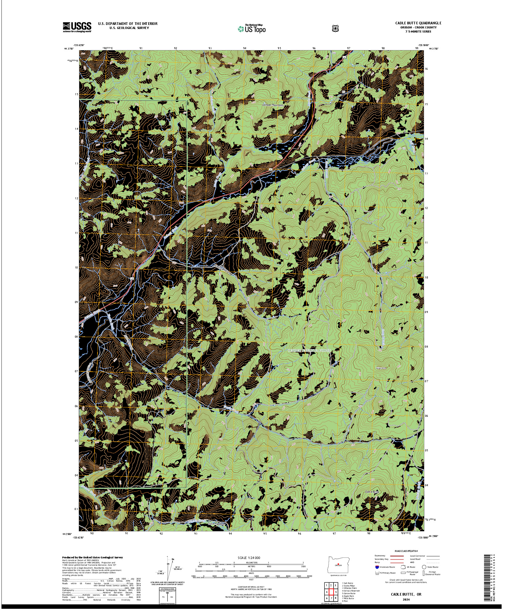 US TOPO 7.5-MINUTE MAP FOR CADLE BUTTE, OR