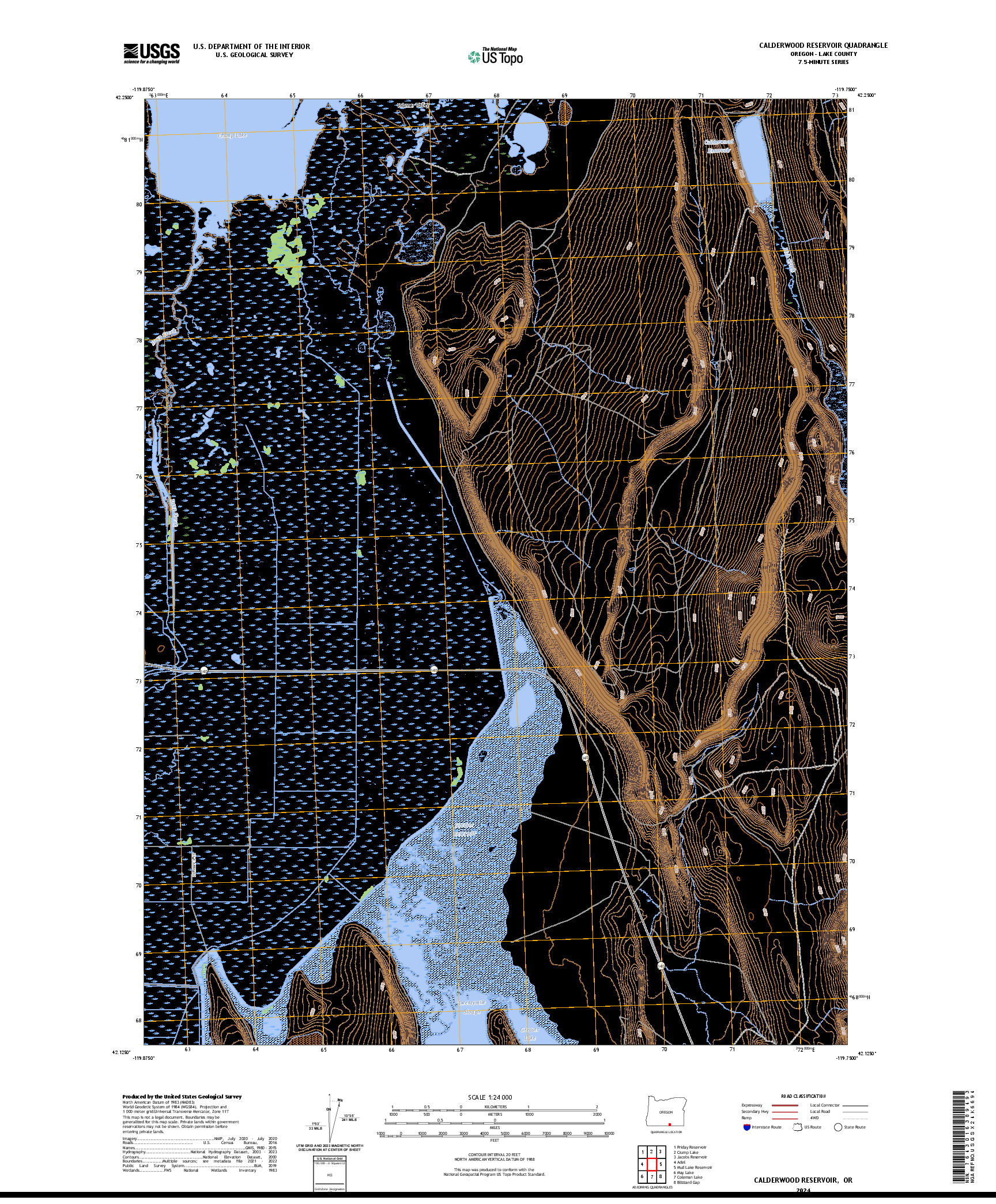 US TOPO 7.5-MINUTE MAP FOR CALDERWOOD RESERVOIR, OR