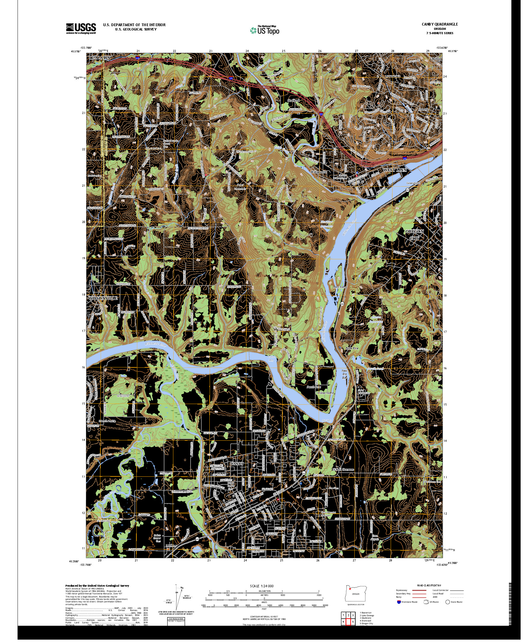 US TOPO 7.5-MINUTE MAP FOR CANBY, OR