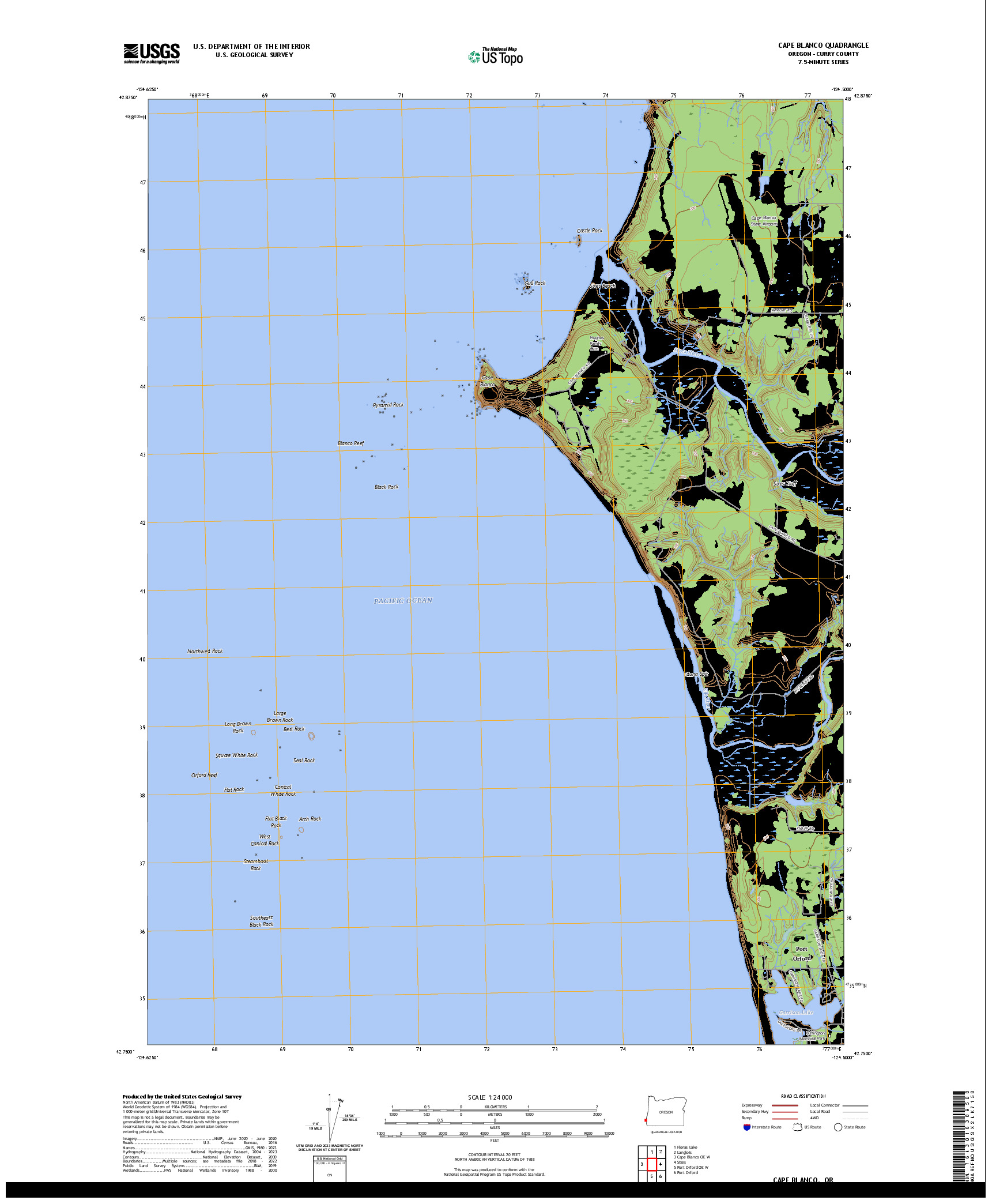 US TOPO 7.5-MINUTE MAP FOR CAPE BLANCO, OR