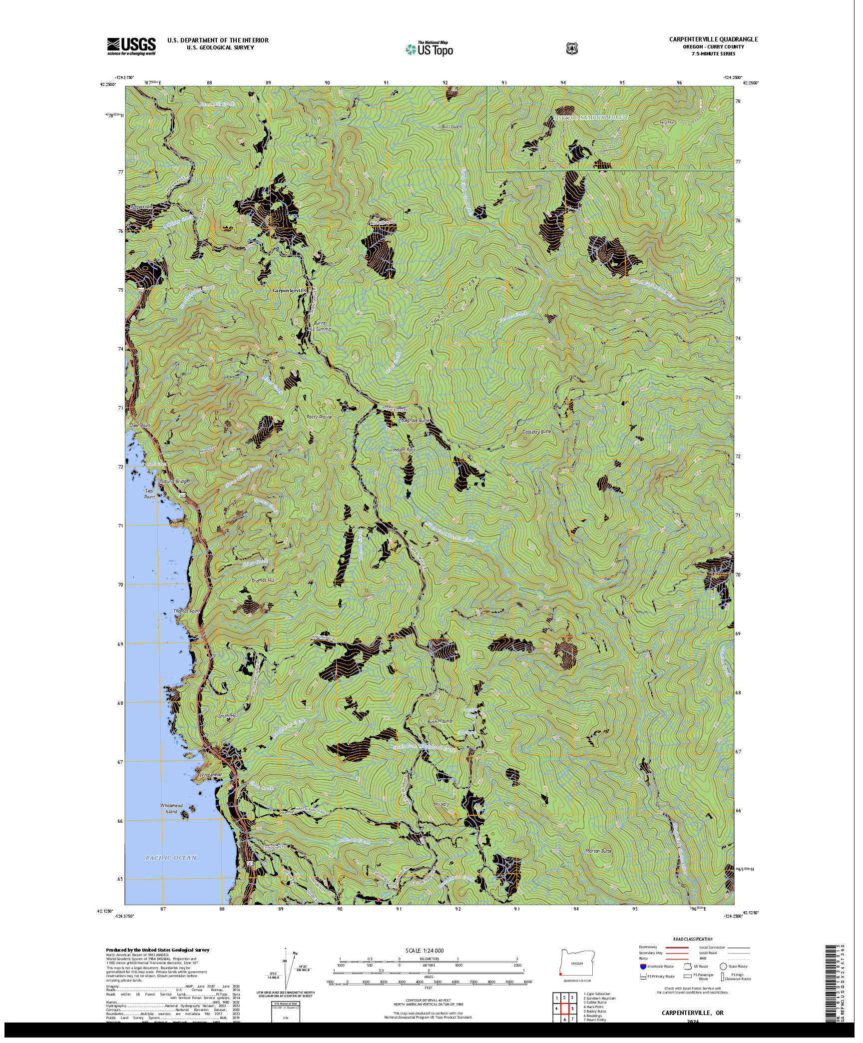 US TOPO 7.5-MINUTE MAP FOR CARPENTERVILLE, OR
