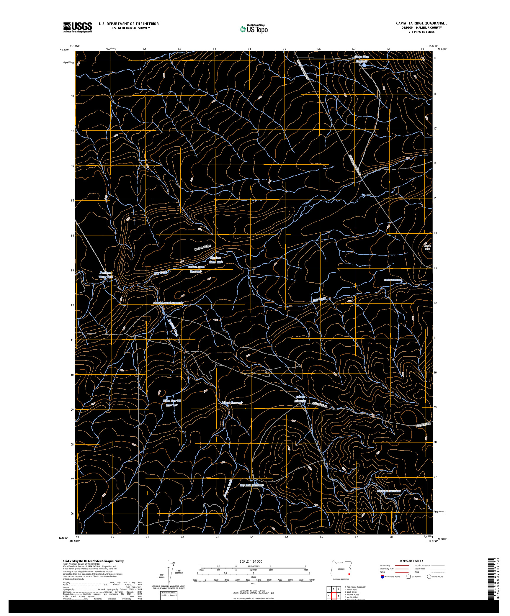US TOPO 7.5-MINUTE MAP FOR CAVIATTA RIDGE, OR