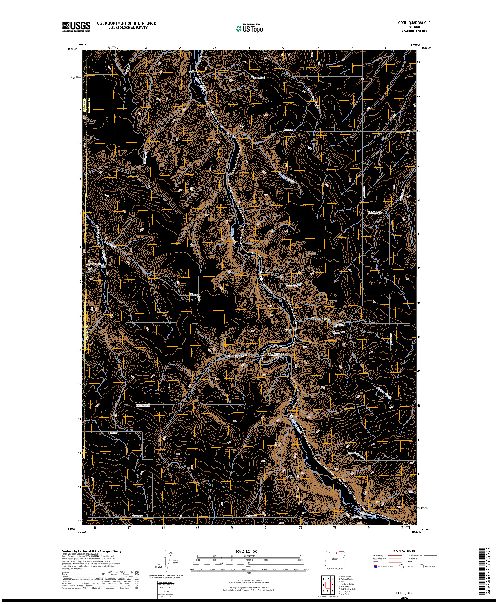 US TOPO 7.5-MINUTE MAP FOR CECIL, OR