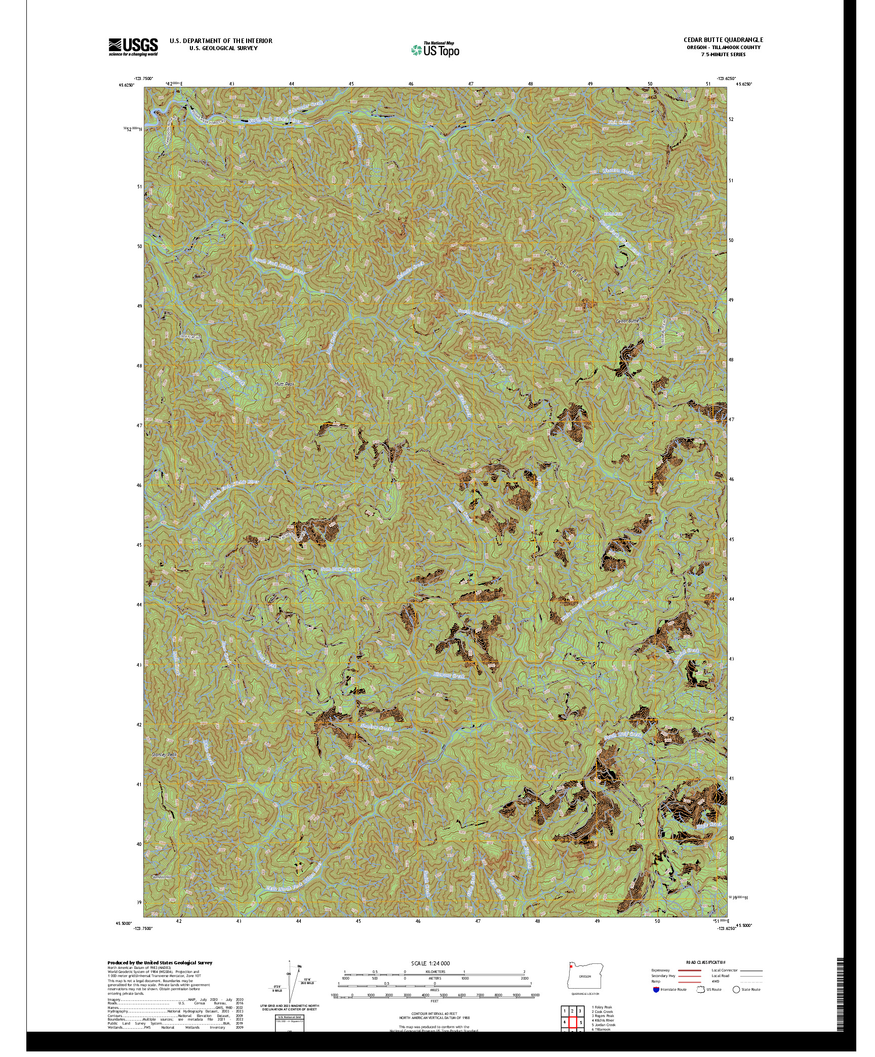 US TOPO 7.5-MINUTE MAP FOR CEDAR BUTTE, OR