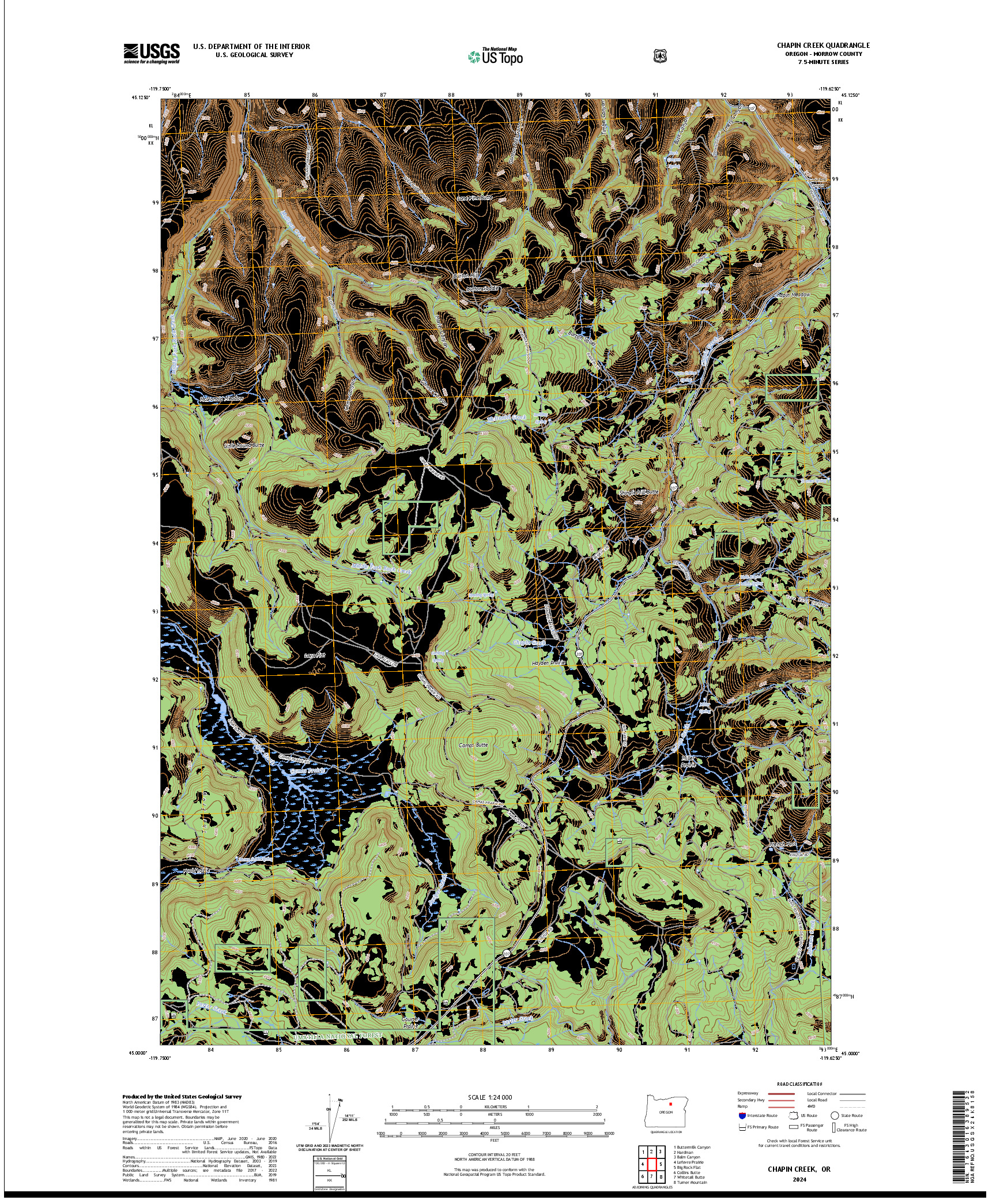 US TOPO 7.5-MINUTE MAP FOR CHAPIN CREEK, OR