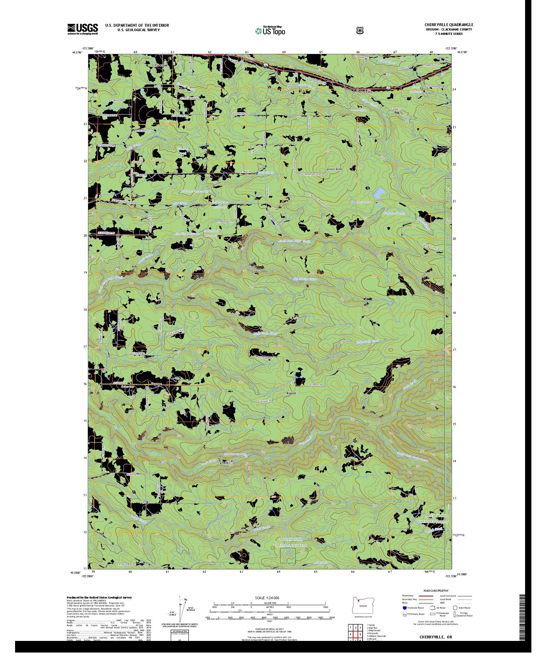 US TOPO 7.5-MINUTE MAP FOR CHERRYVILLE, OR