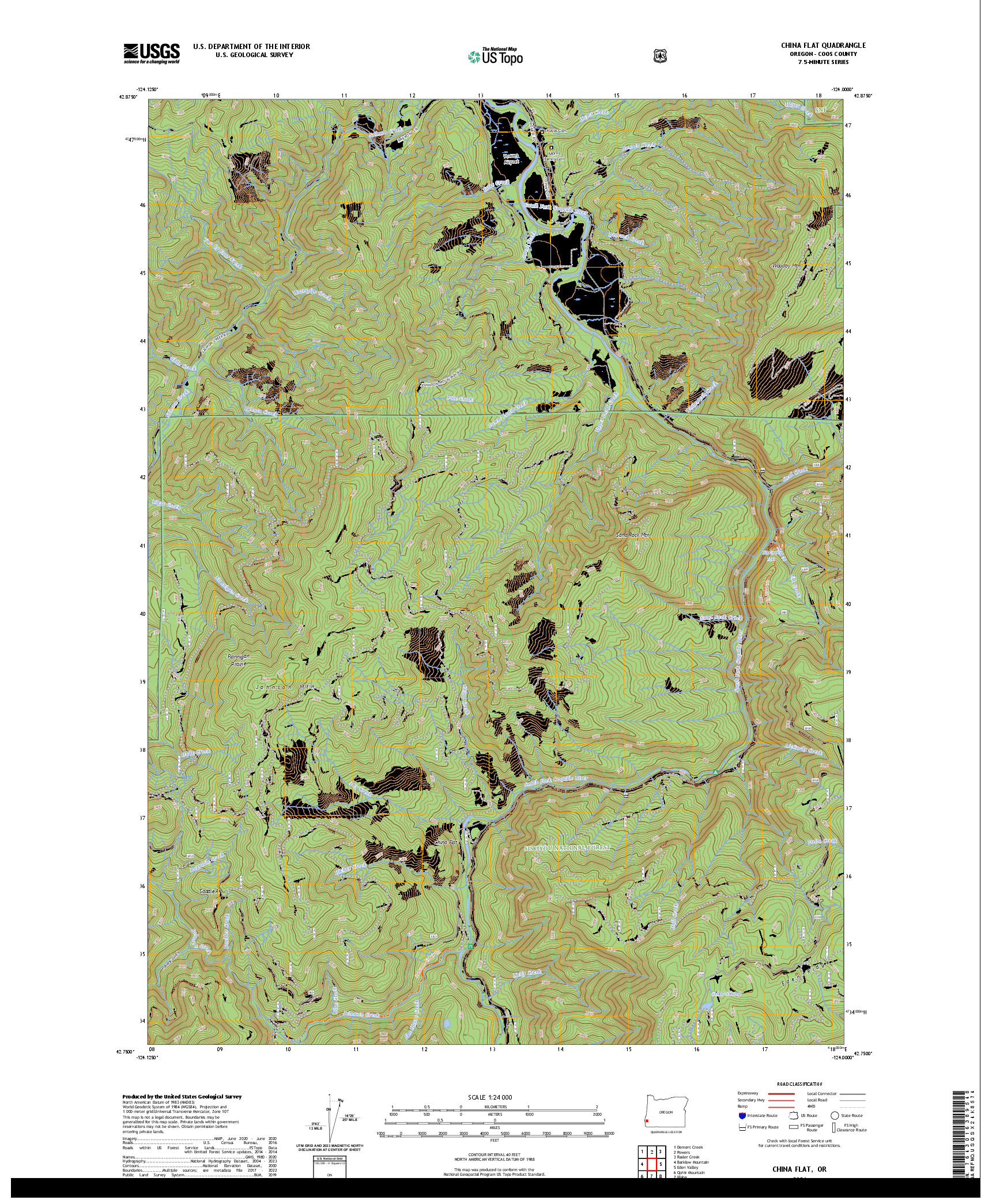 US TOPO 7.5-MINUTE MAP FOR CHINA FLAT, OR