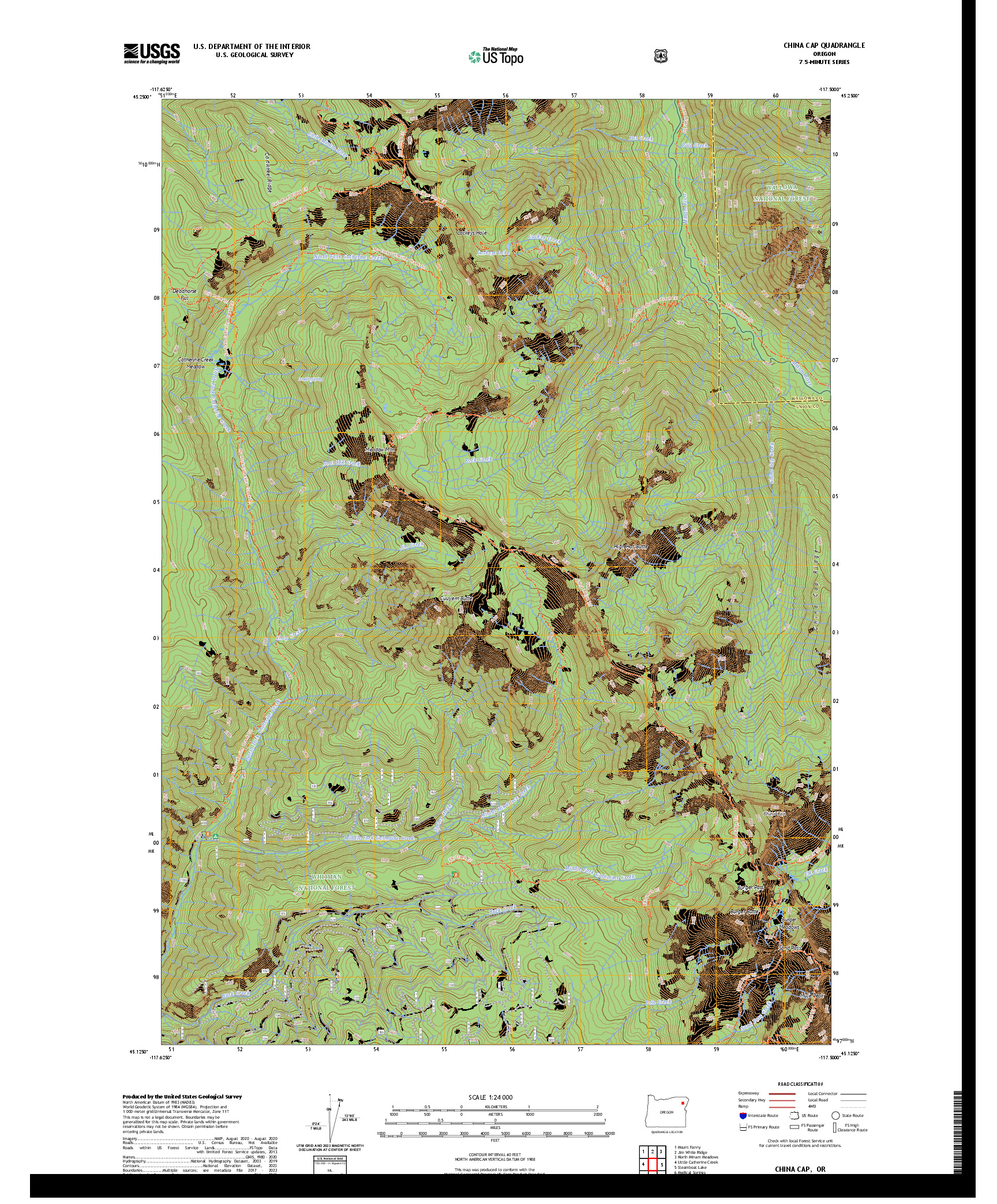 US TOPO 7.5-MINUTE MAP FOR CHINA CAP, OR