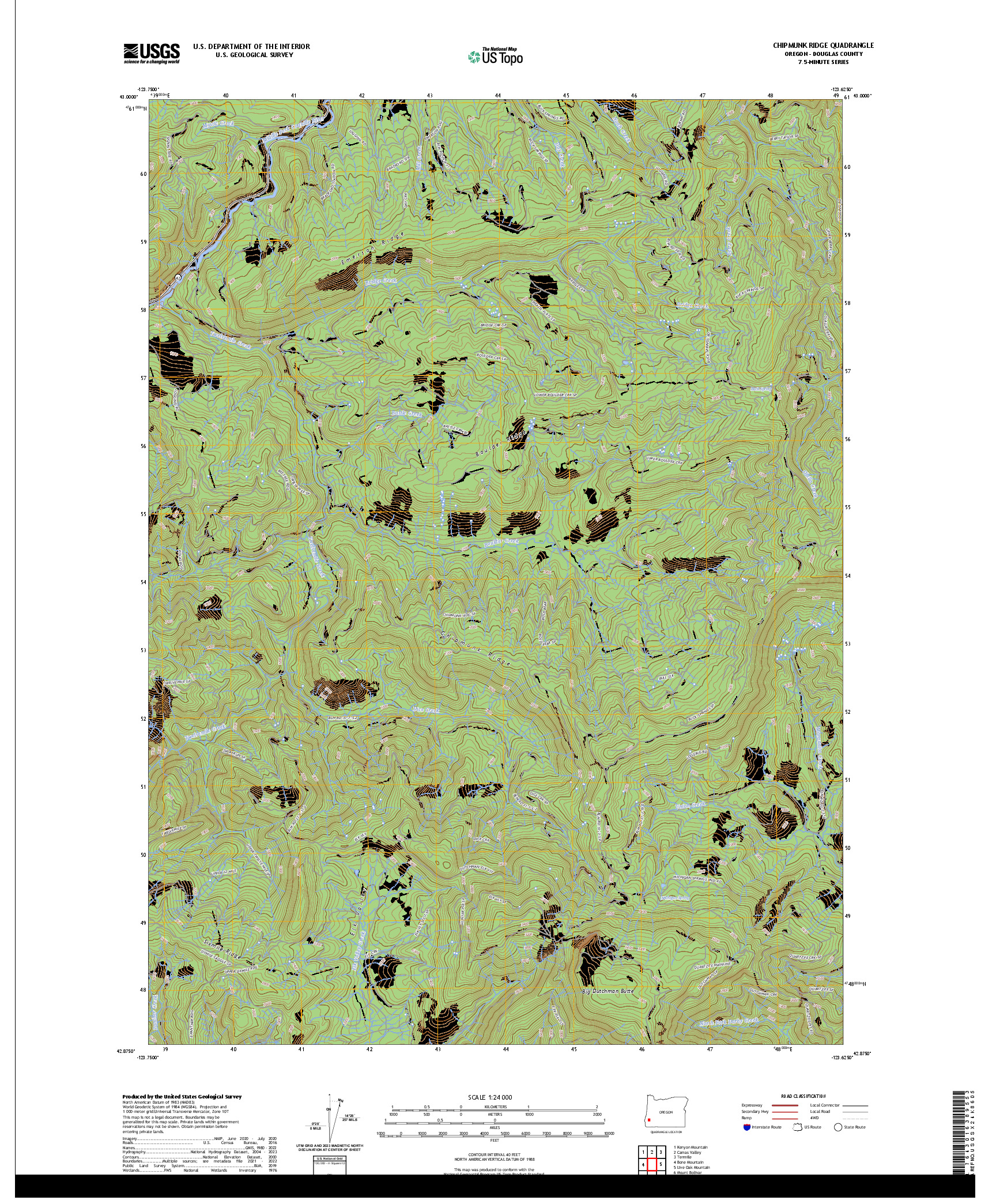 US TOPO 7.5-MINUTE MAP FOR CHIPMUNK RIDGE, OR