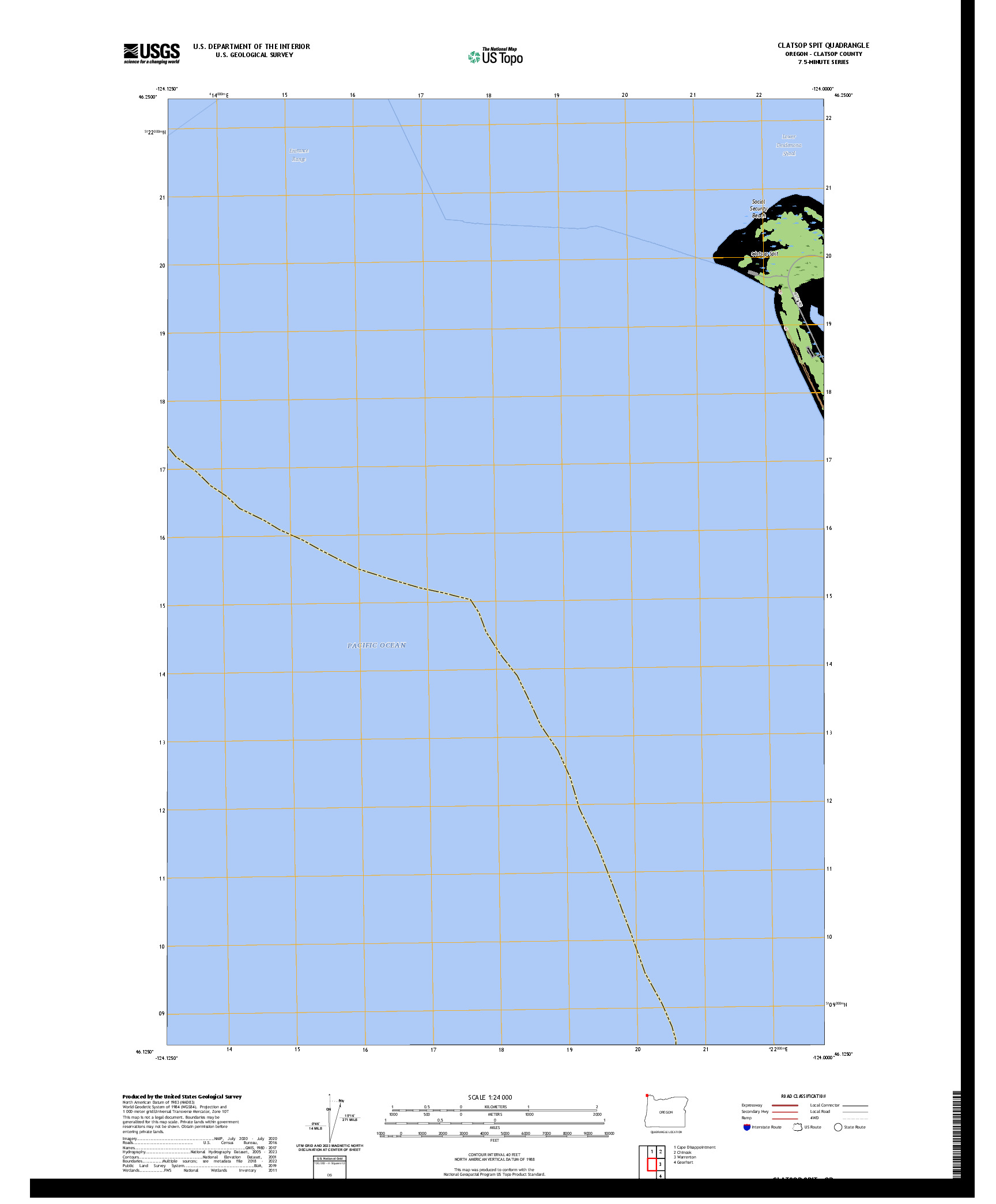 US TOPO 7.5-MINUTE MAP FOR CLATSOP SPIT, OR