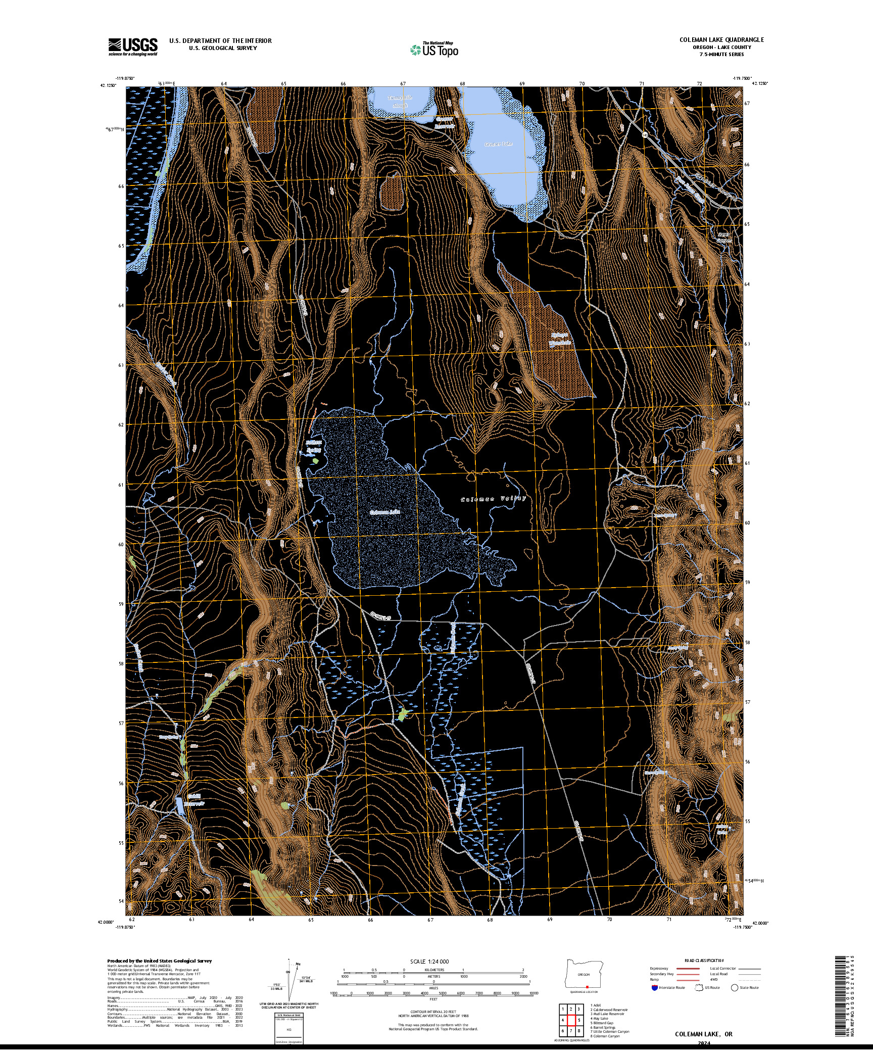 US TOPO 7.5-MINUTE MAP FOR COLEMAN LAKE, OR