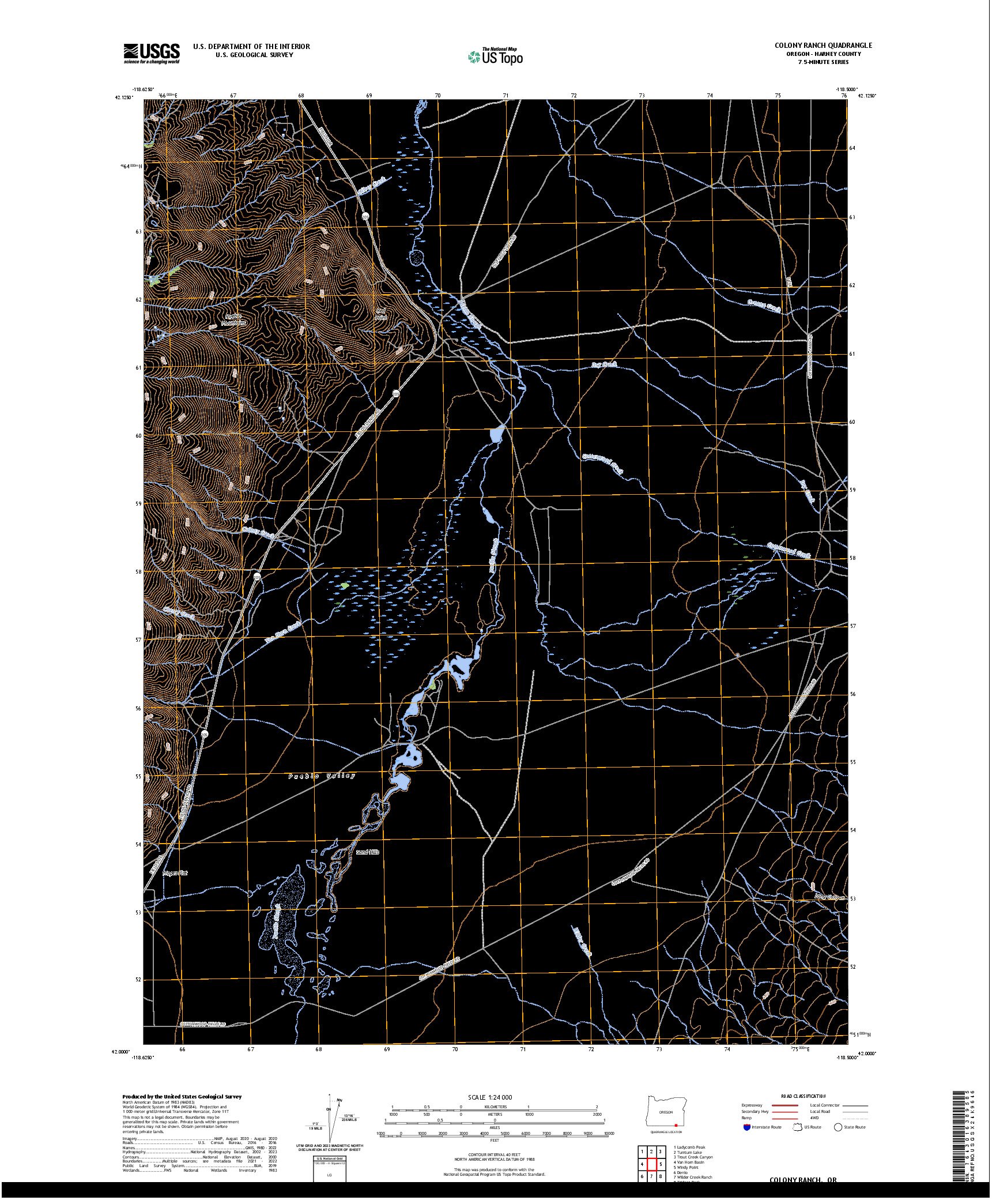 US TOPO 7.5-MINUTE MAP FOR COLONY RANCH, OR