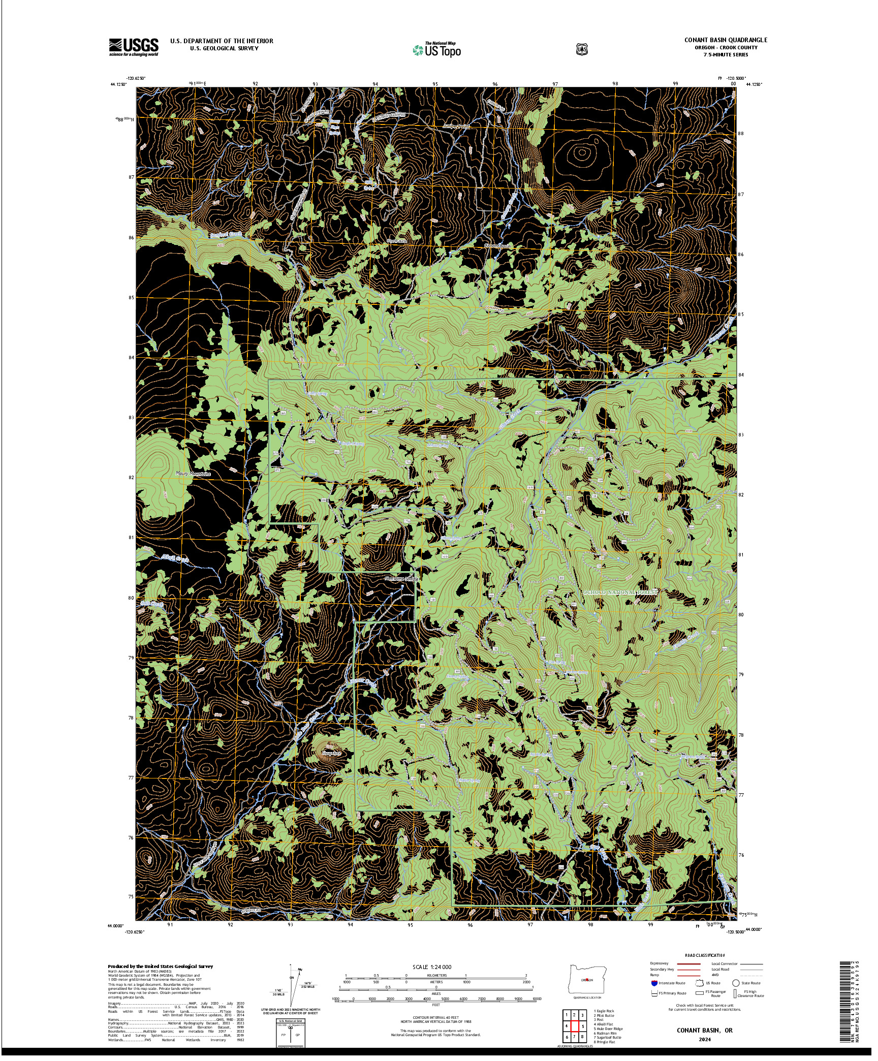 US TOPO 7.5-MINUTE MAP FOR CONANT BASIN, OR