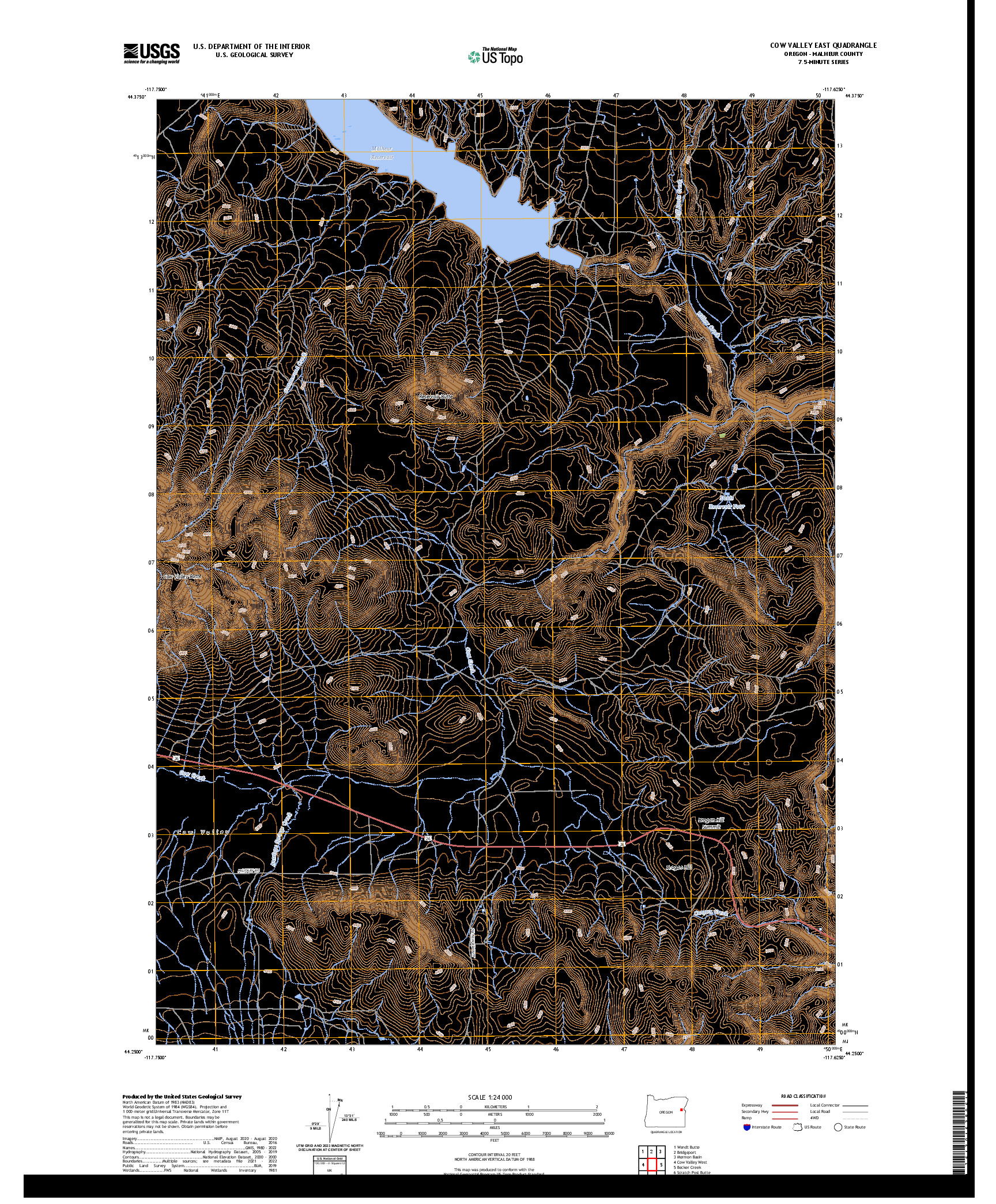 US TOPO 7.5-MINUTE MAP FOR COW VALLEY EAST, OR