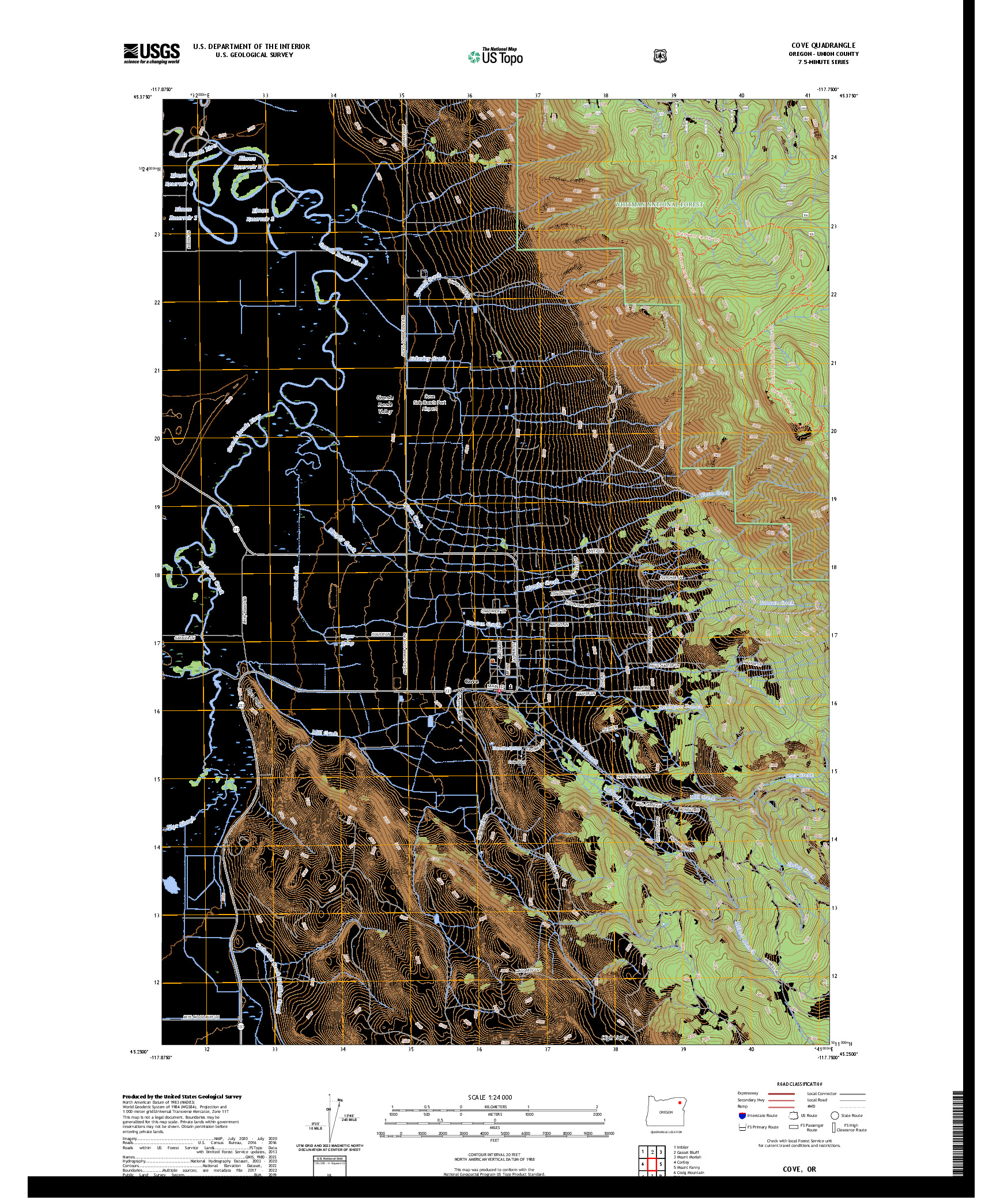 US TOPO 7.5-MINUTE MAP FOR COVE, OR