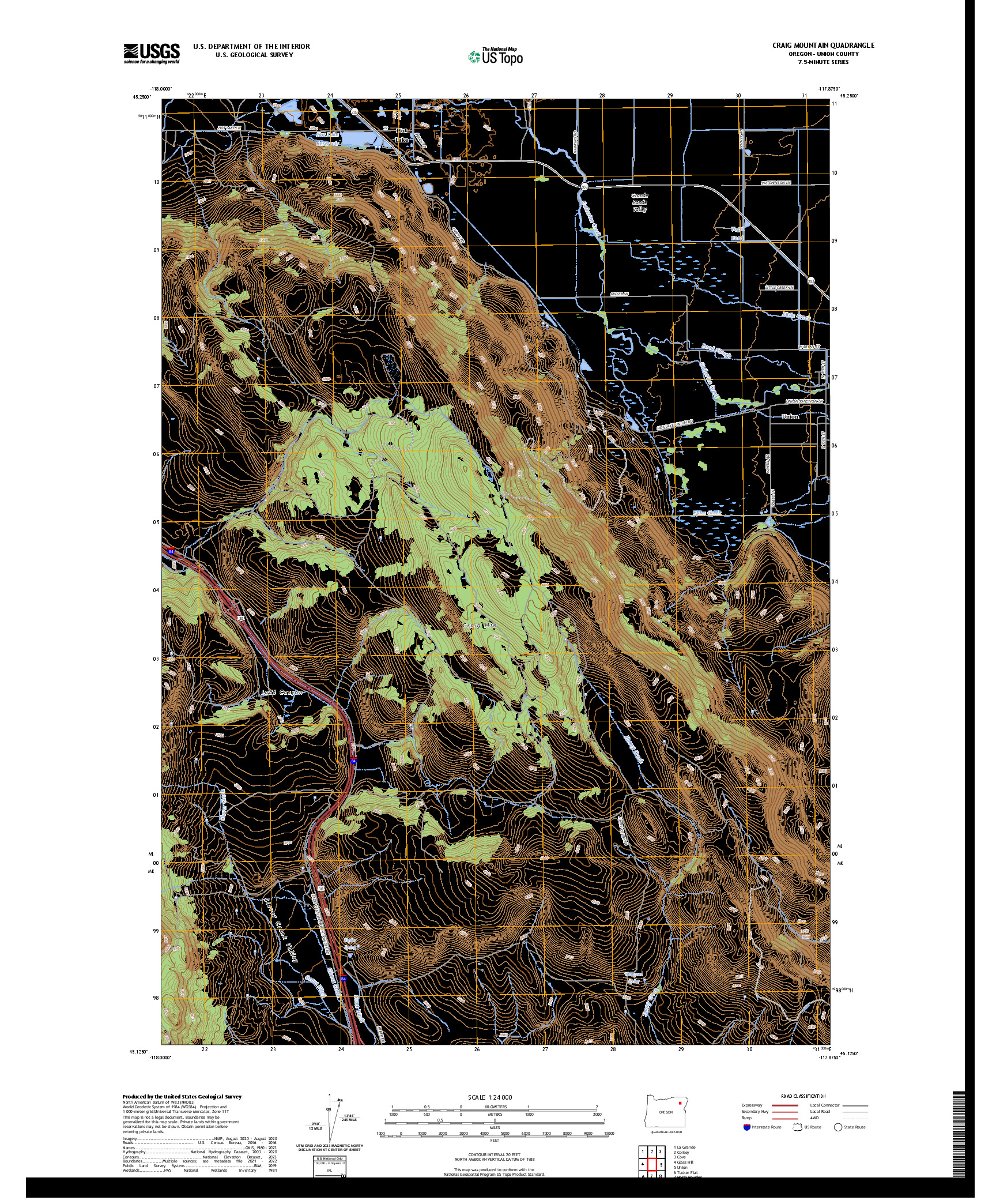 US TOPO 7.5-MINUTE MAP FOR CRAIG MOUNTAIN, OR
