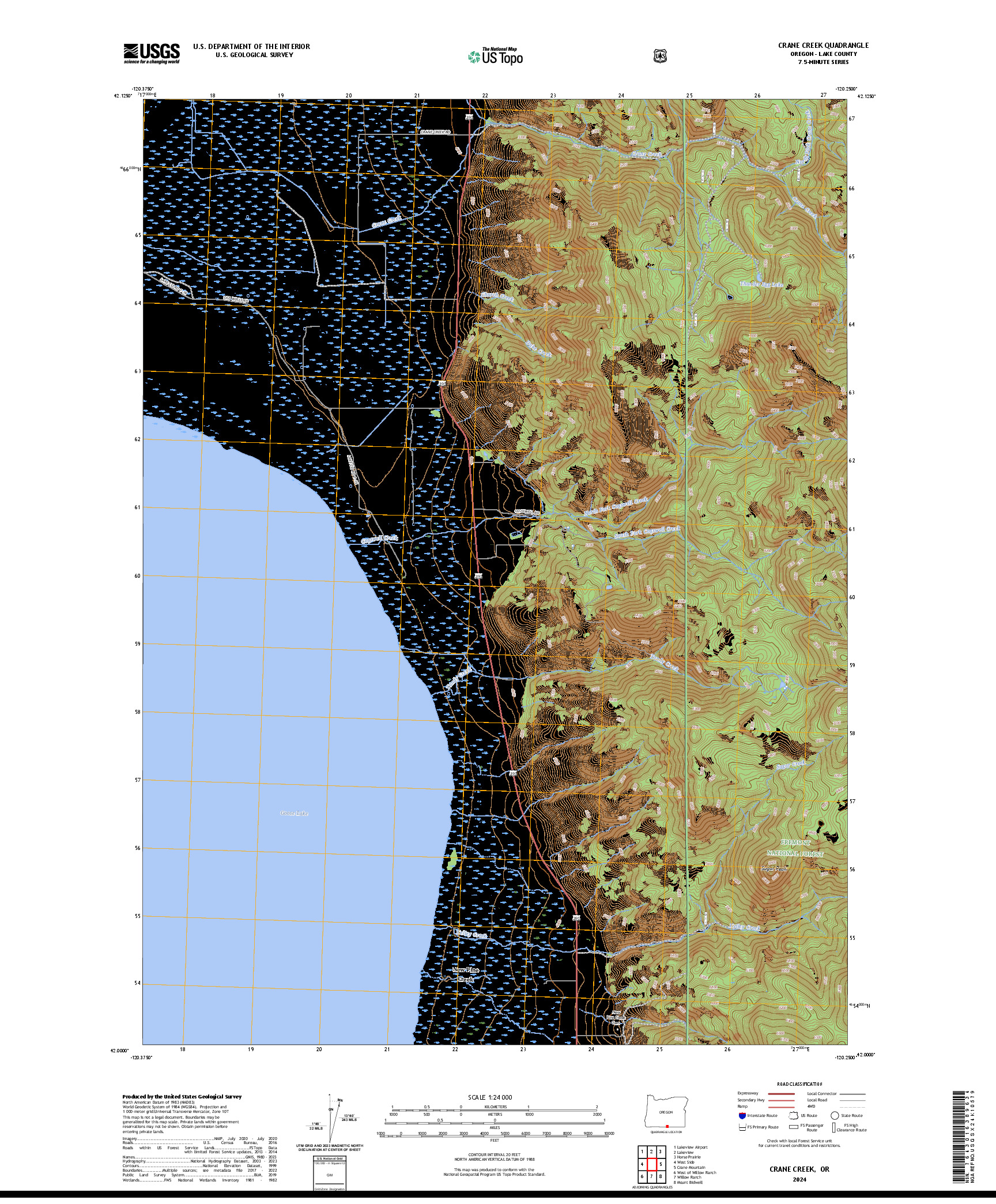 US TOPO 7.5-MINUTE MAP FOR CRANE CREEK, OR
