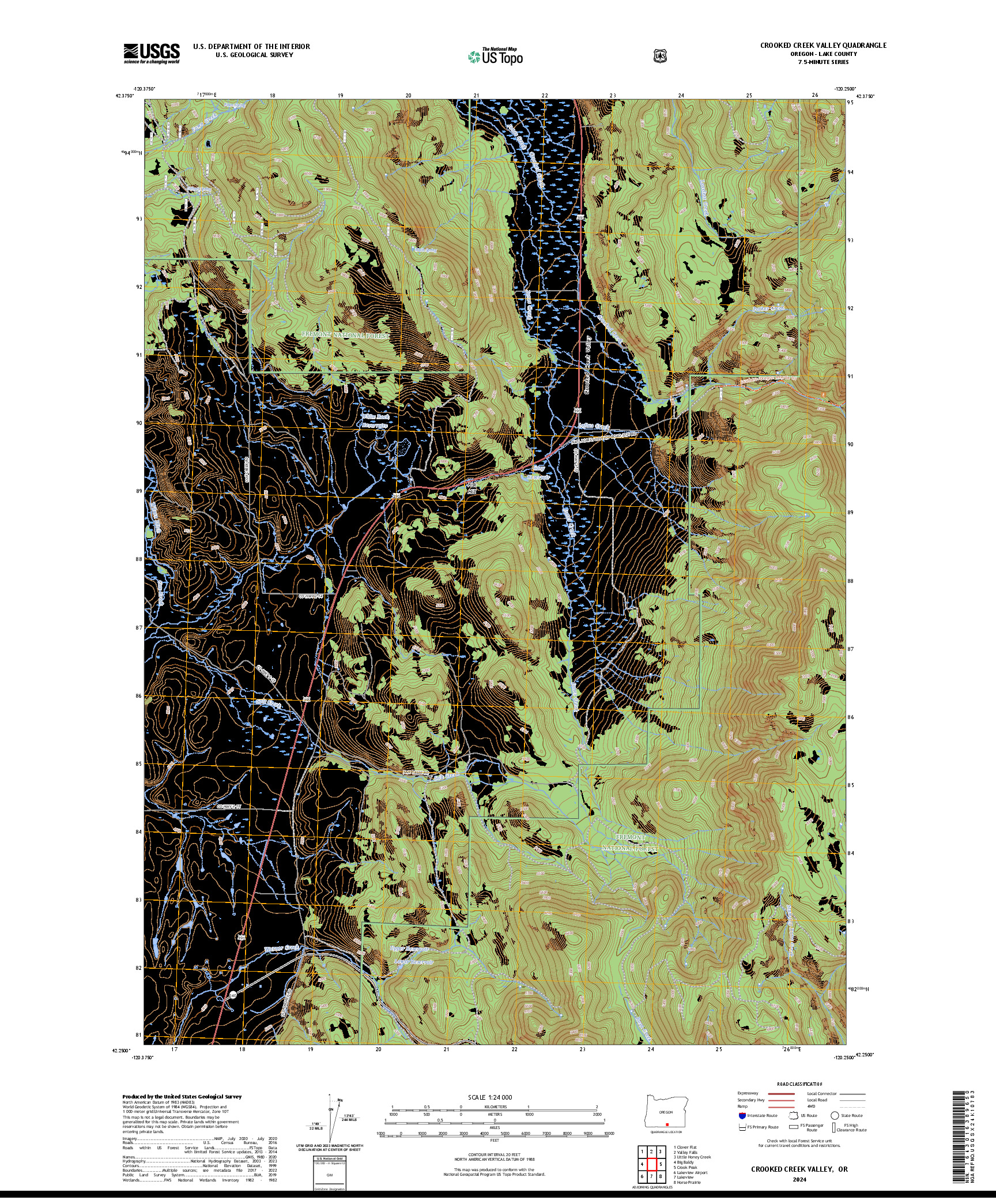 US TOPO 7.5-MINUTE MAP FOR CROOKED CREEK VALLEY, OR