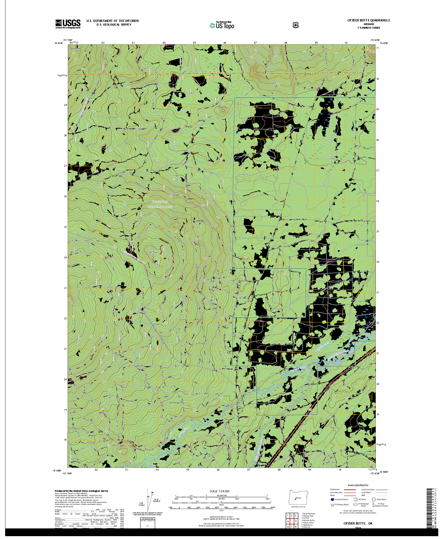 US TOPO 7.5-MINUTE MAP FOR CRYDER BUTTE, OR