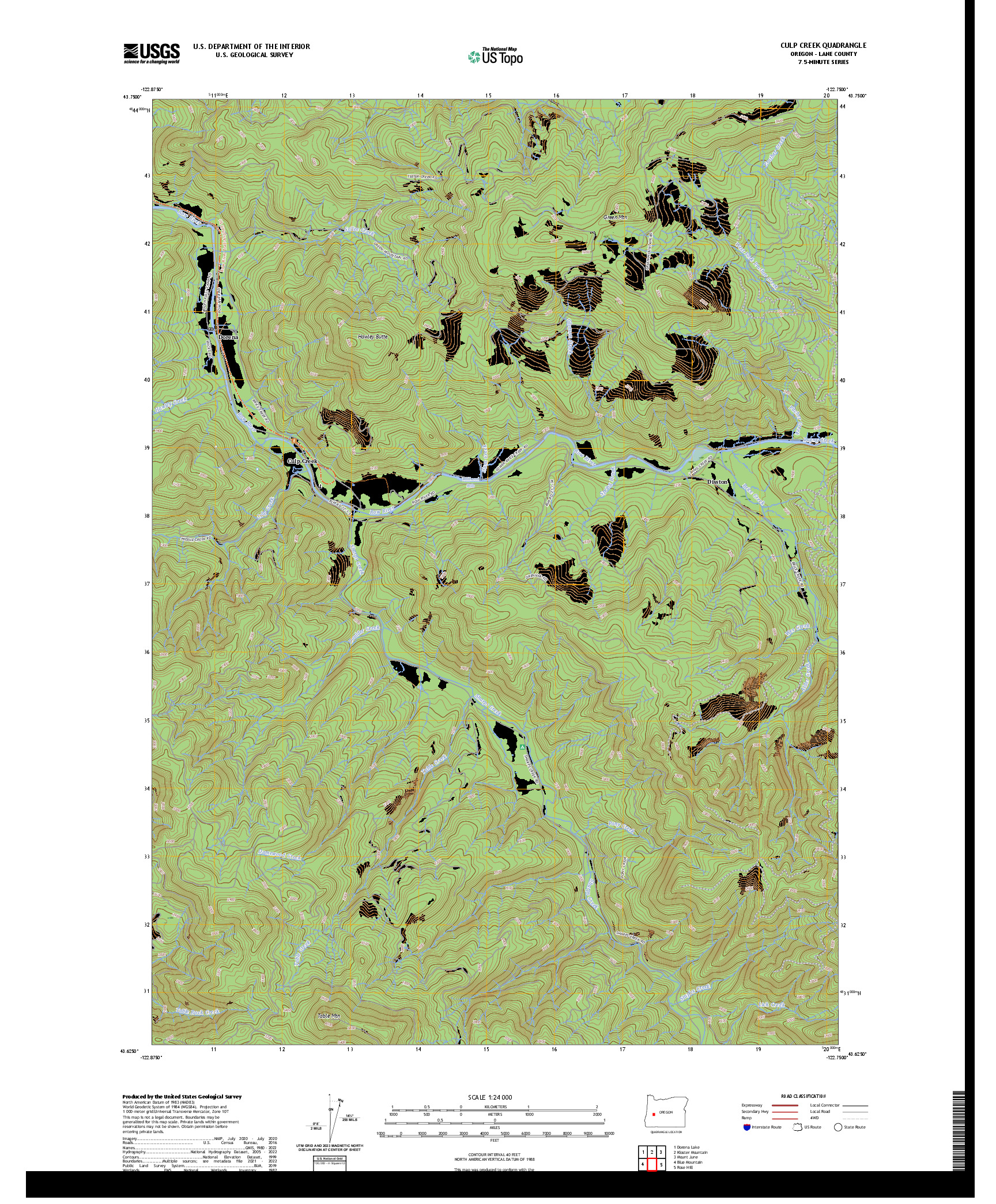 US TOPO 7.5-MINUTE MAP FOR CULP CREEK, OR
