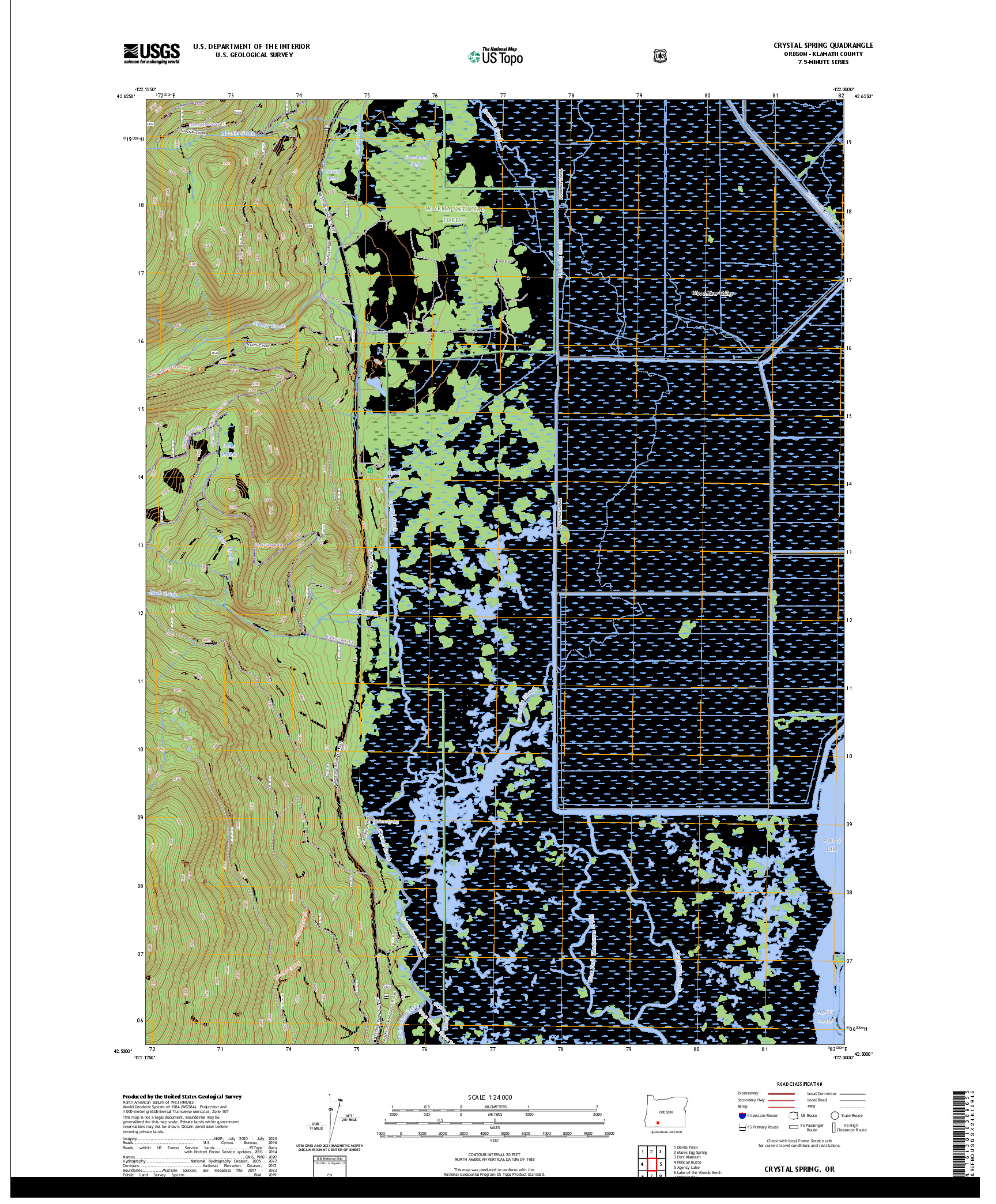 US TOPO 7.5-MINUTE MAP FOR CRYSTAL SPRING, OR