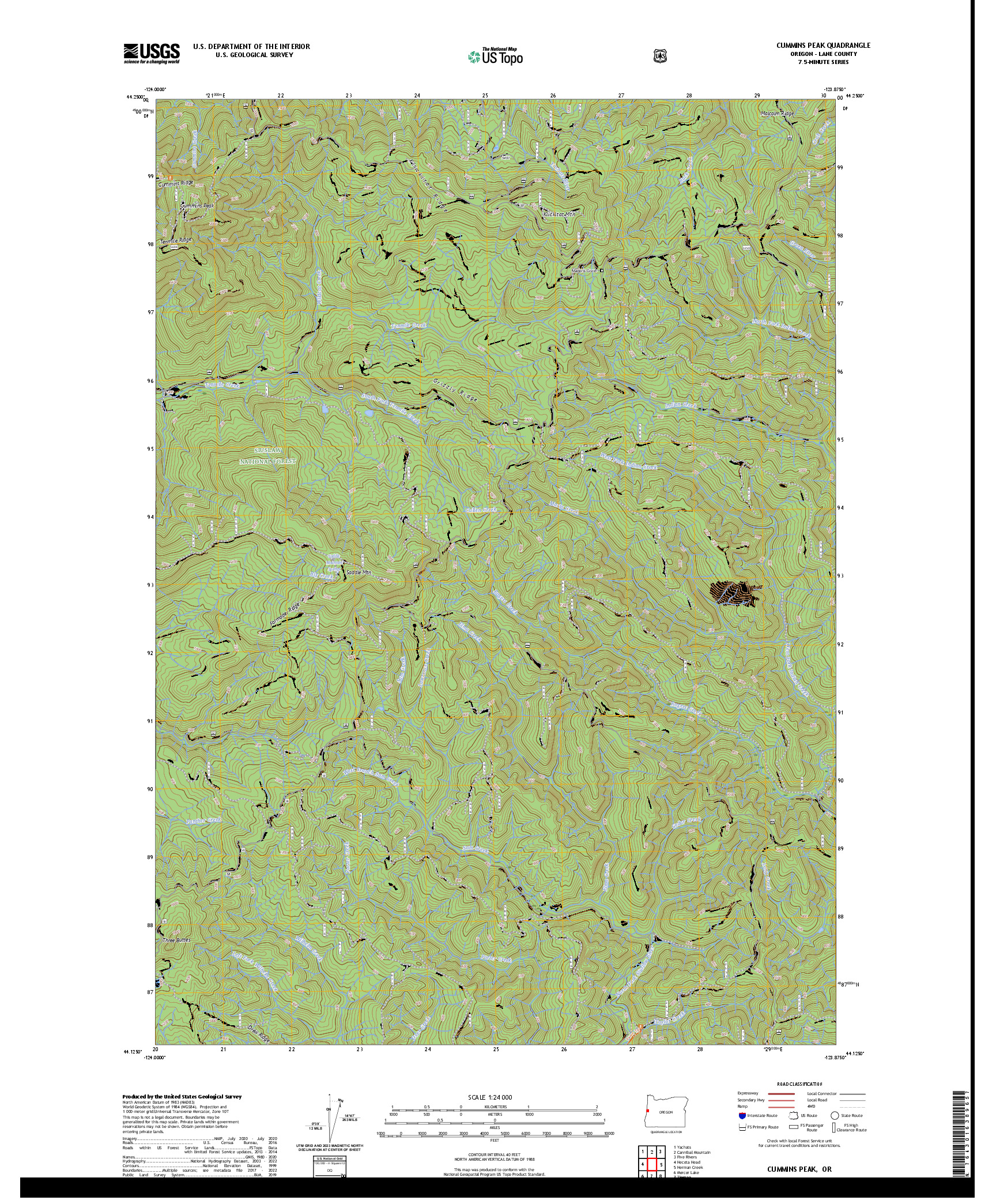 US TOPO 7.5-MINUTE MAP FOR CUMMINS PEAK, OR