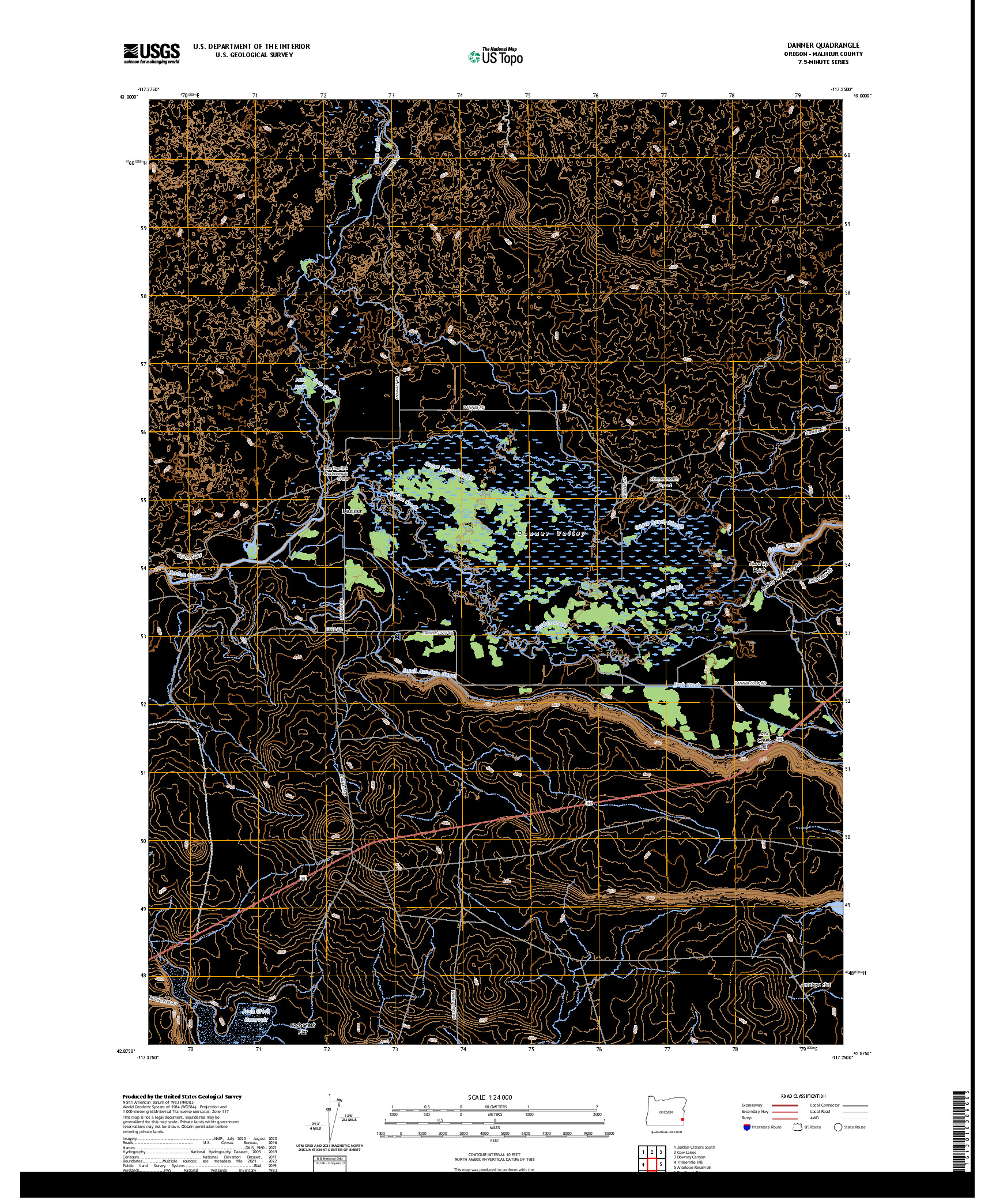 US TOPO 7.5-MINUTE MAP FOR DANNER, OR