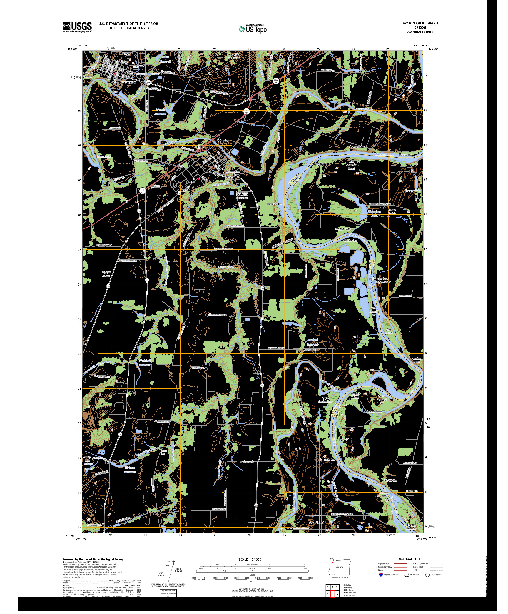 US TOPO 7.5-MINUTE MAP FOR DAYTON, OR