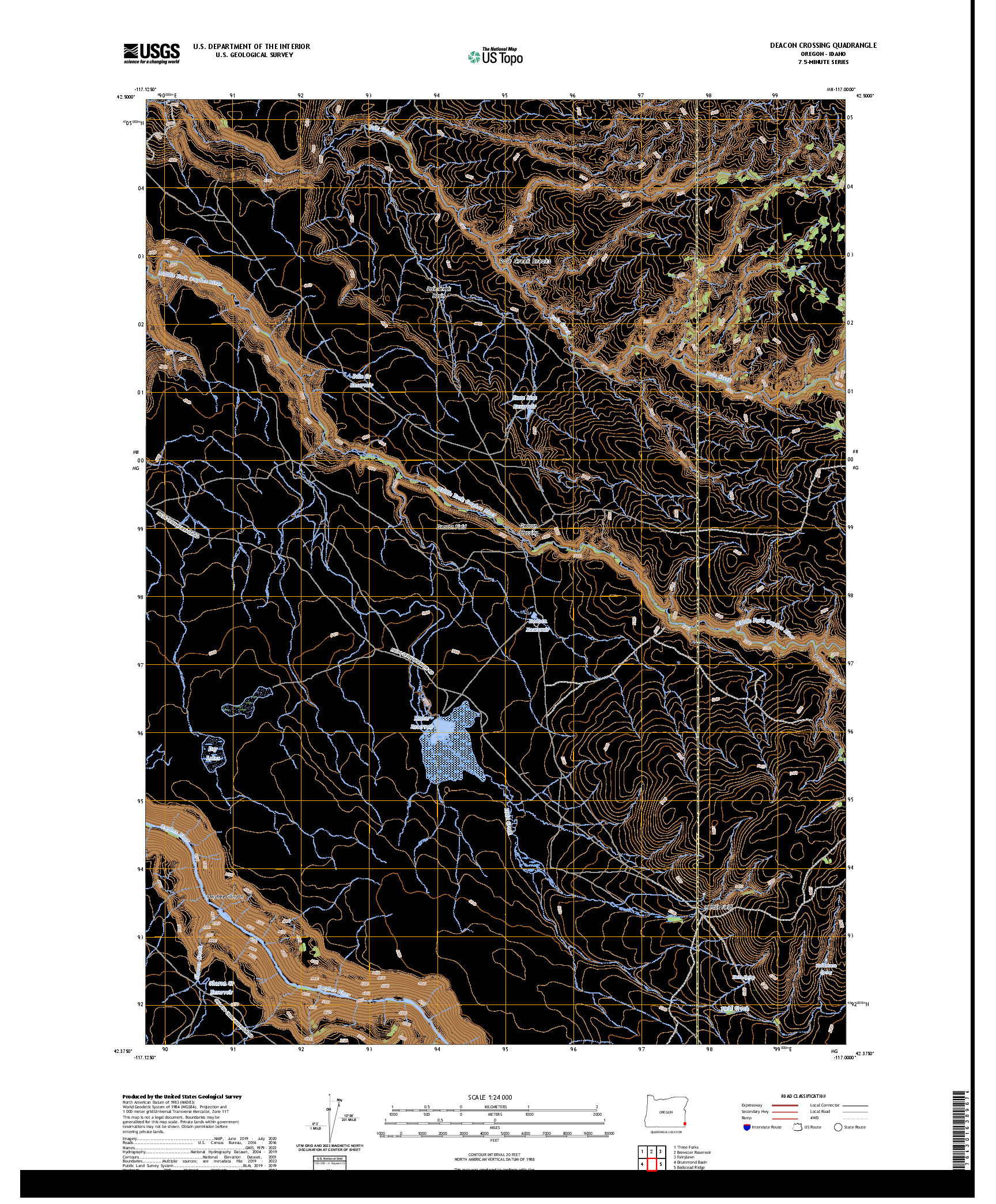 US TOPO 7.5-MINUTE MAP FOR DEACON CROSSING, OR,ID