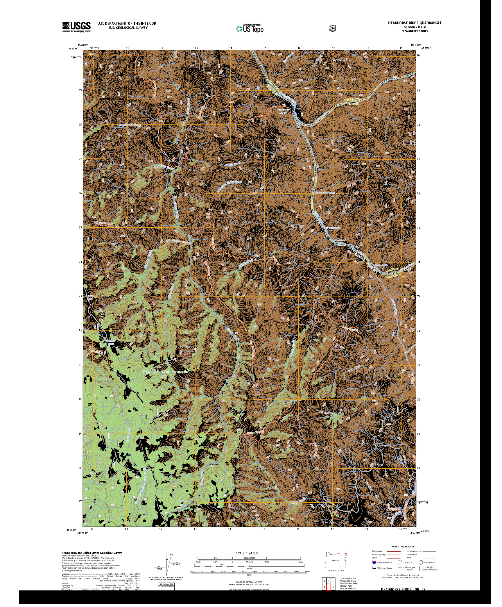 US TOPO 7.5-MINUTE MAP FOR DEADHORSE RIDGE, OR,ID