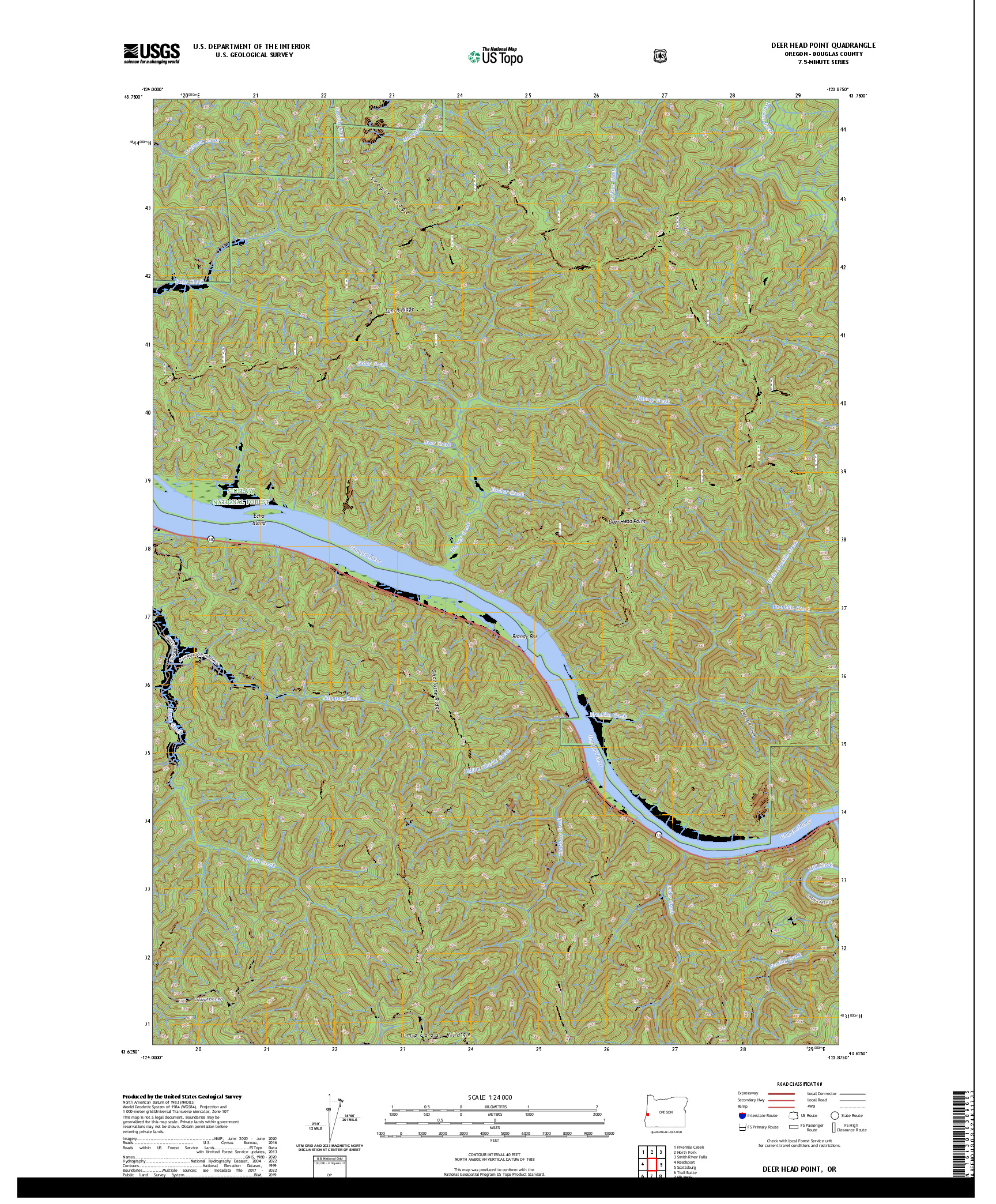 US TOPO 7.5-MINUTE MAP FOR DEER HEAD POINT, OR