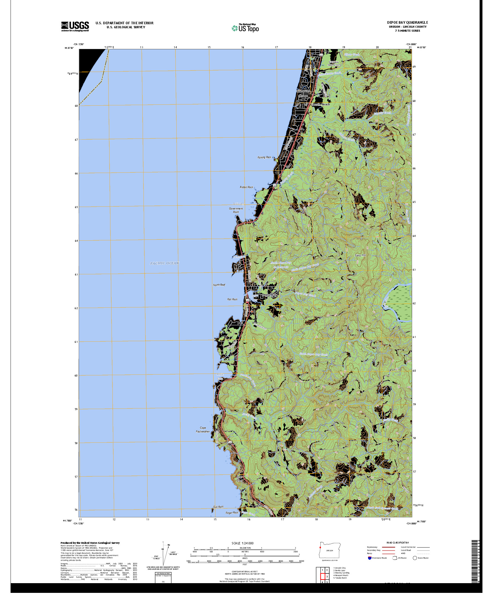 US TOPO 7.5-MINUTE MAP FOR DEPOE BAY, OR
