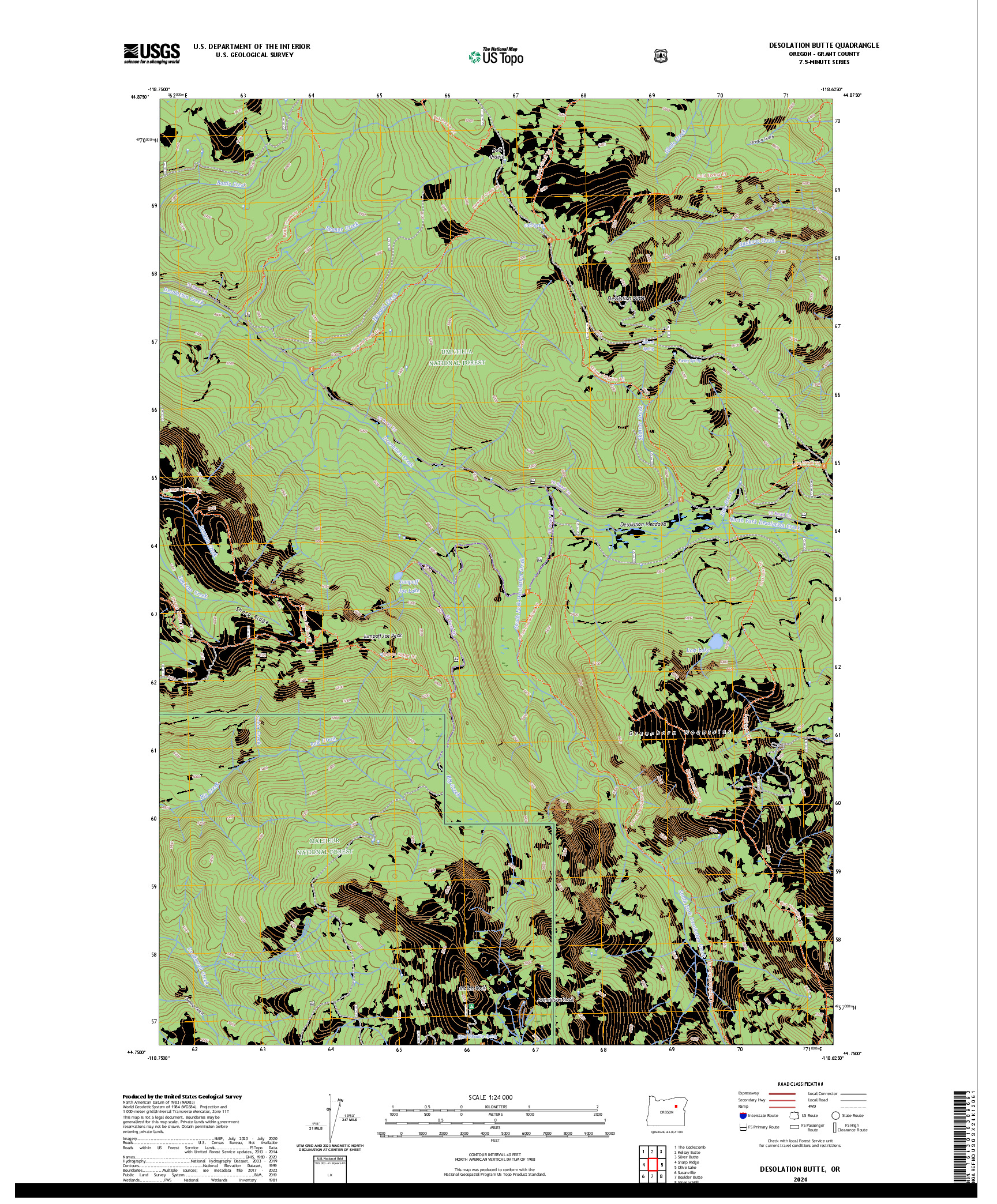 US TOPO 7.5-MINUTE MAP FOR DESOLATION BUTTE, OR