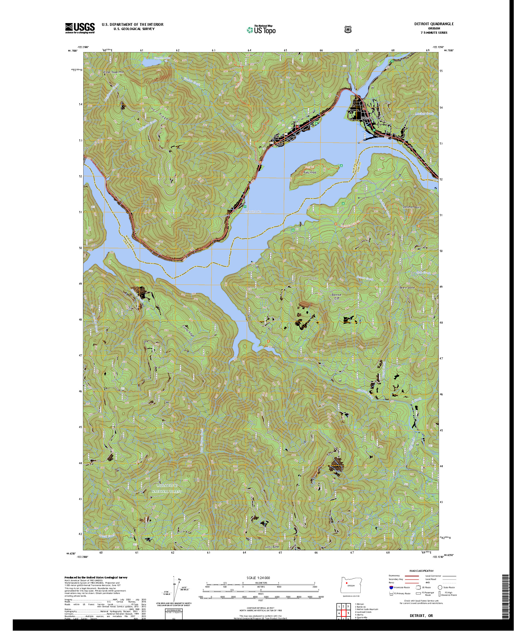 US TOPO 7.5-MINUTE MAP FOR DETROIT, OR
