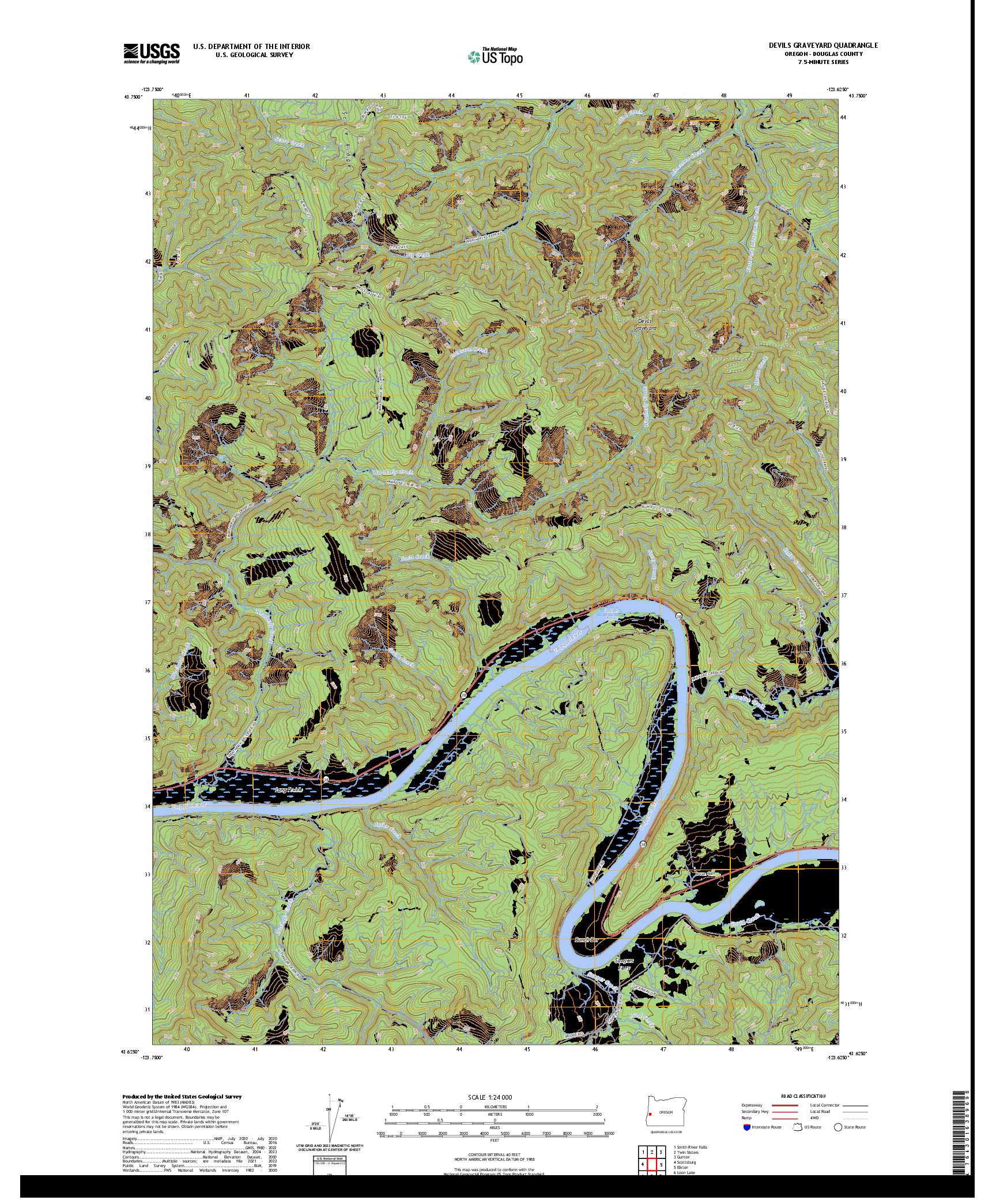 US TOPO 7.5-MINUTE MAP FOR DEVILS GRAVEYARD, OR