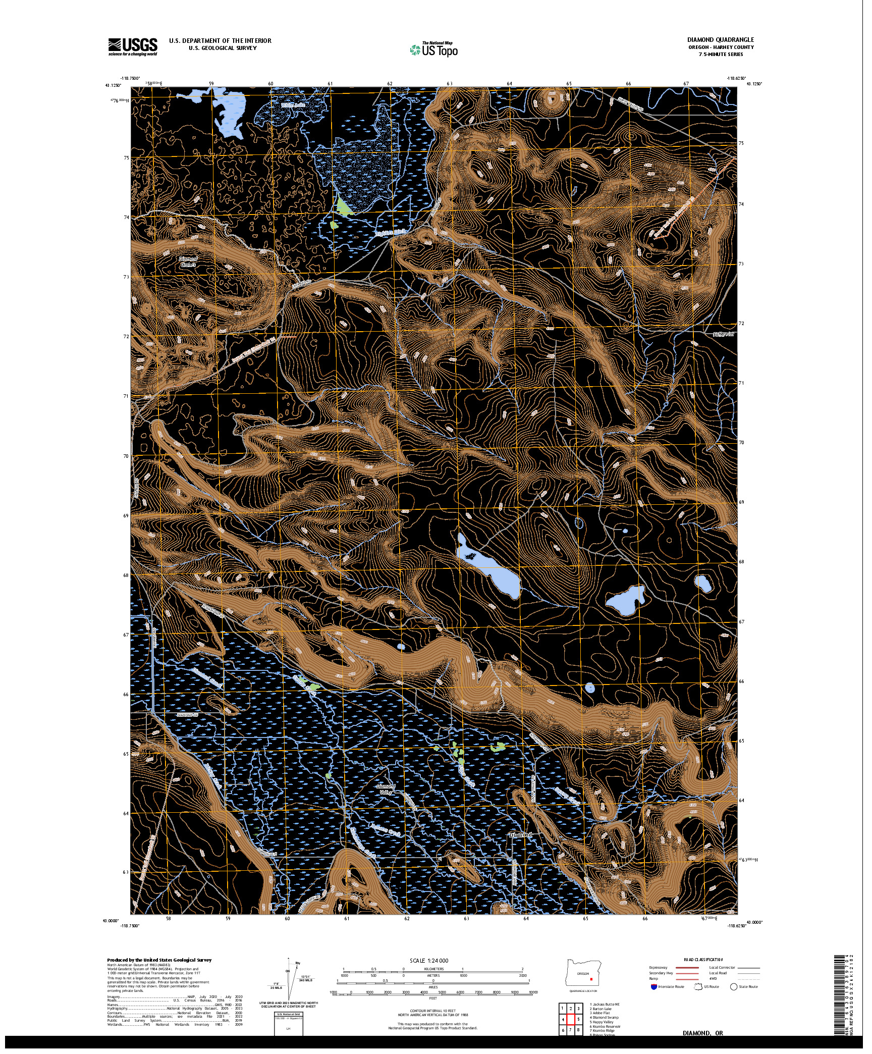 US TOPO 7.5-MINUTE MAP FOR DIAMOND, OR