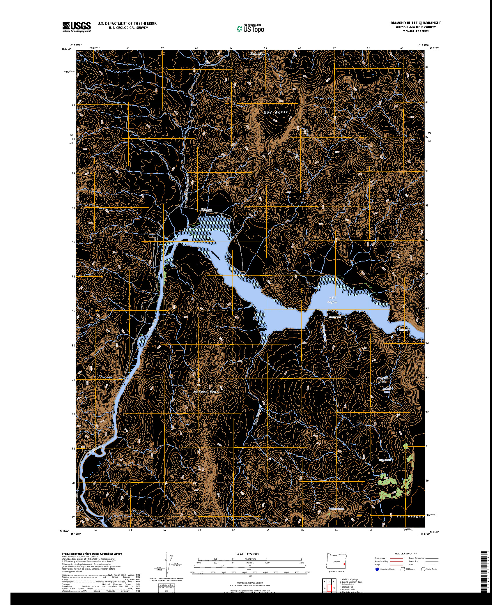 US TOPO 7.5-MINUTE MAP FOR DIAMOND BUTTE, OR