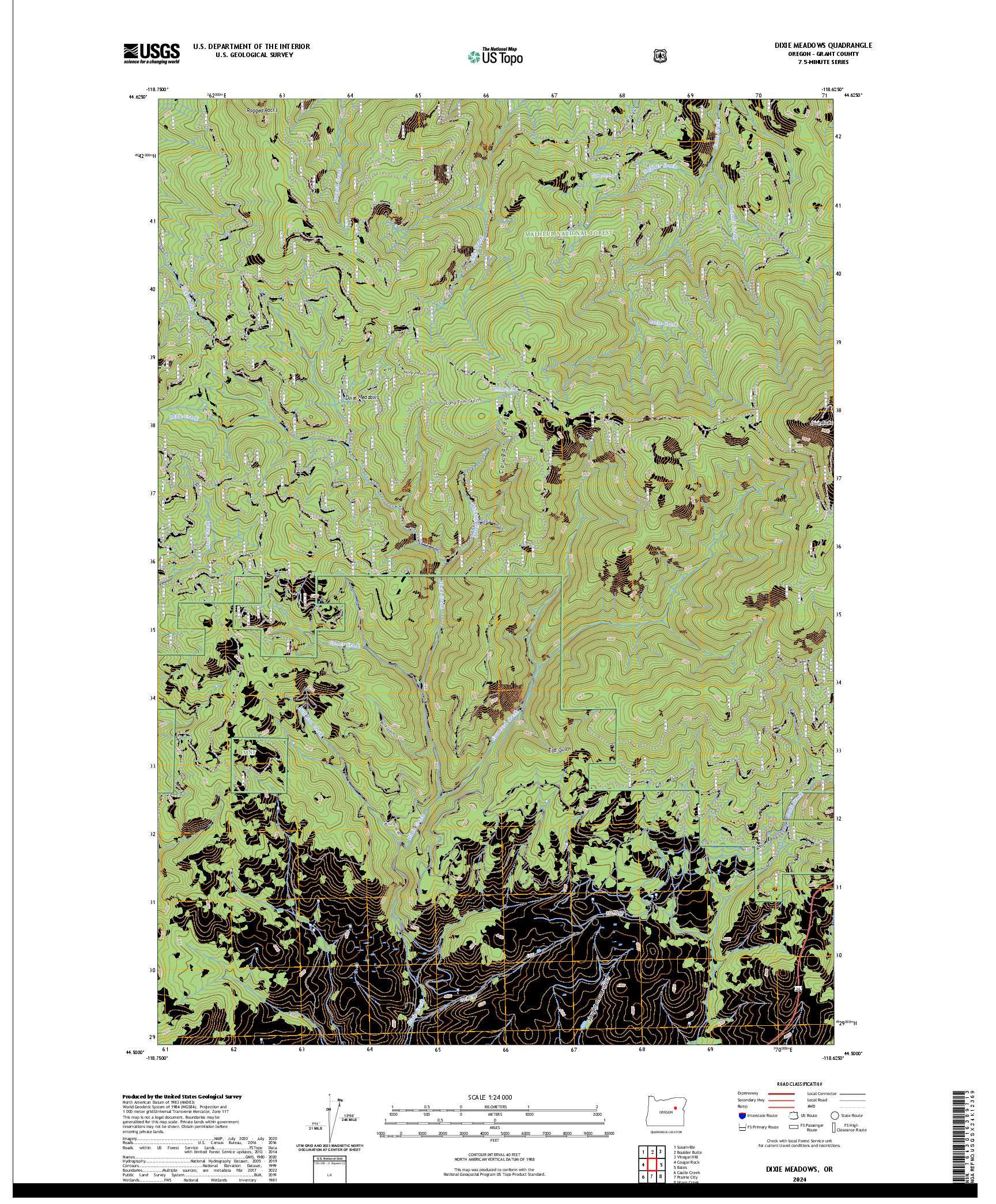 US TOPO 7.5-MINUTE MAP FOR DIXIE MEADOWS, OR
