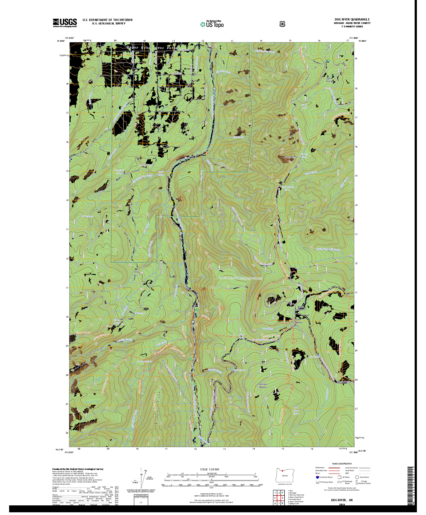 US TOPO 7.5-MINUTE MAP FOR DOG RIVER, OR
