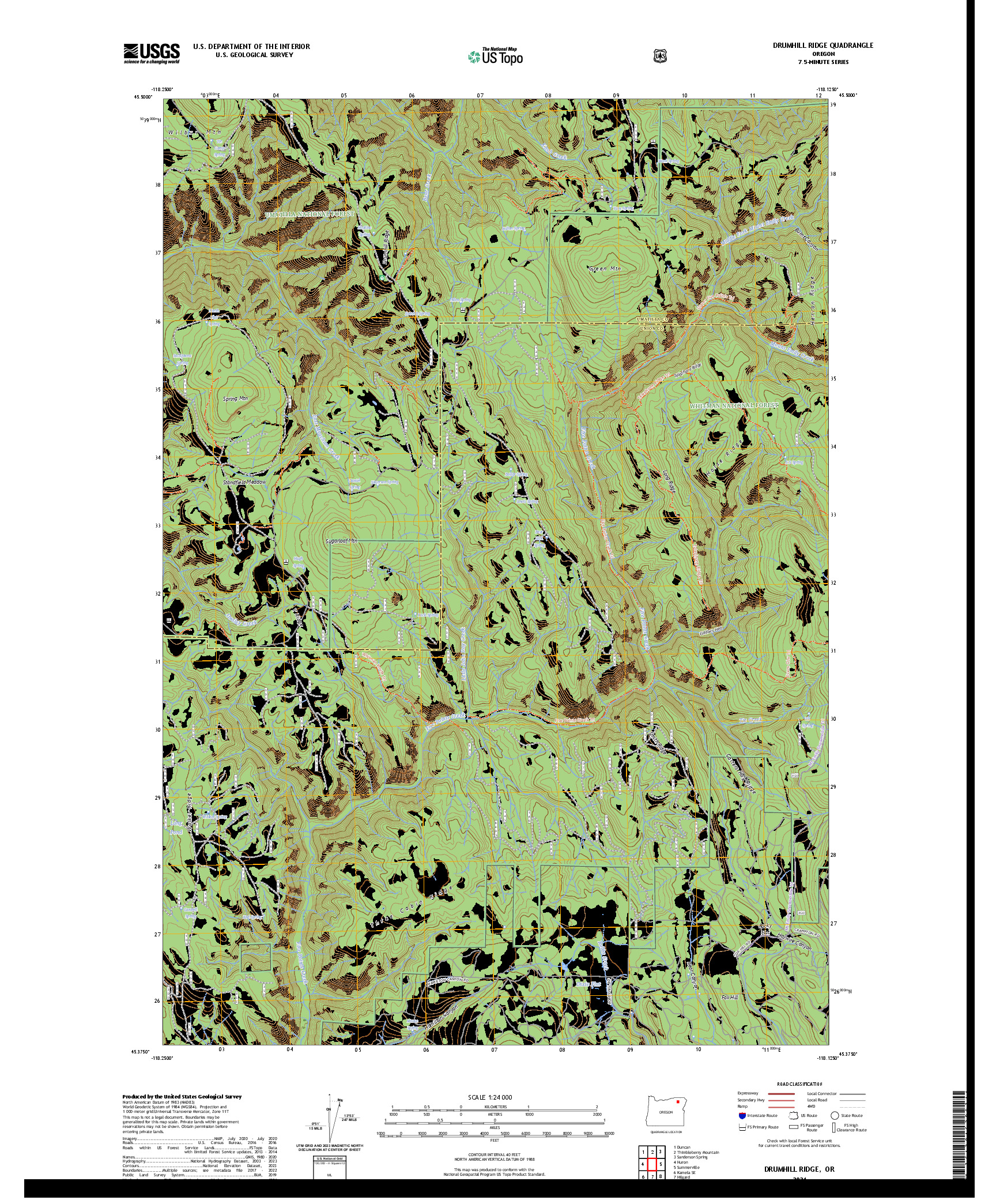 US TOPO 7.5-MINUTE MAP FOR DRUMHILL RIDGE, OR