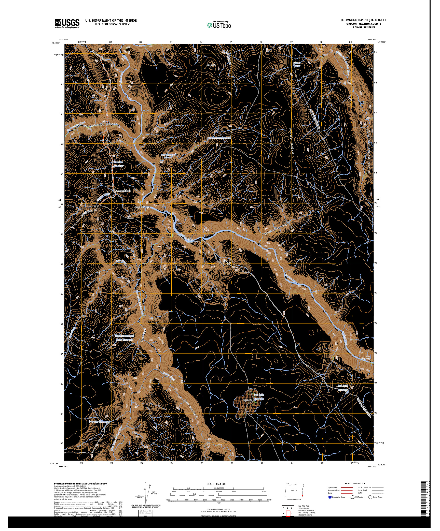 US TOPO 7.5-MINUTE MAP FOR DRUMMOND BASIN, OR